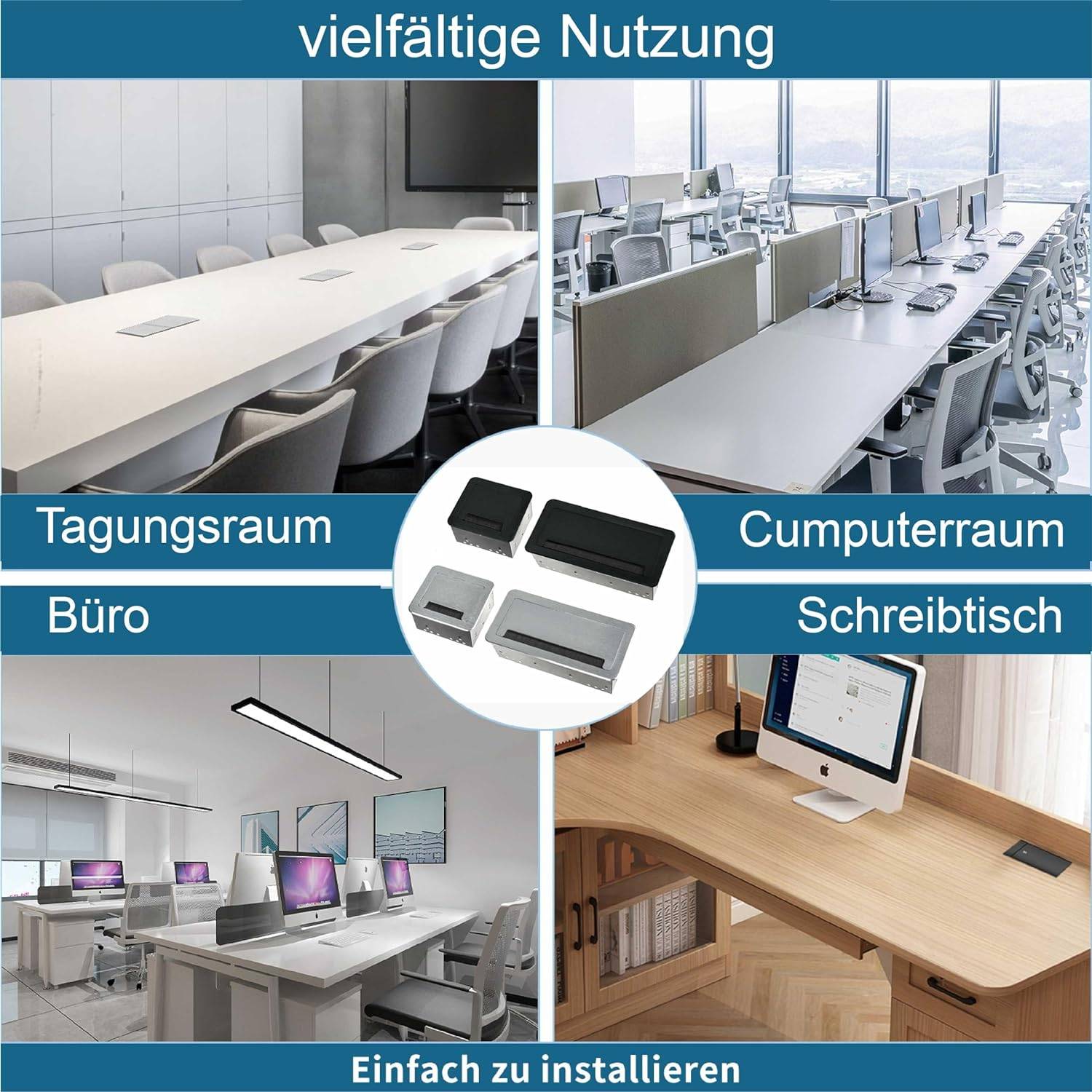 Einbausteckdose Tischsteckdose Bodensteckdose Fußbodensteckdose Wand Steckdose 2er Silber