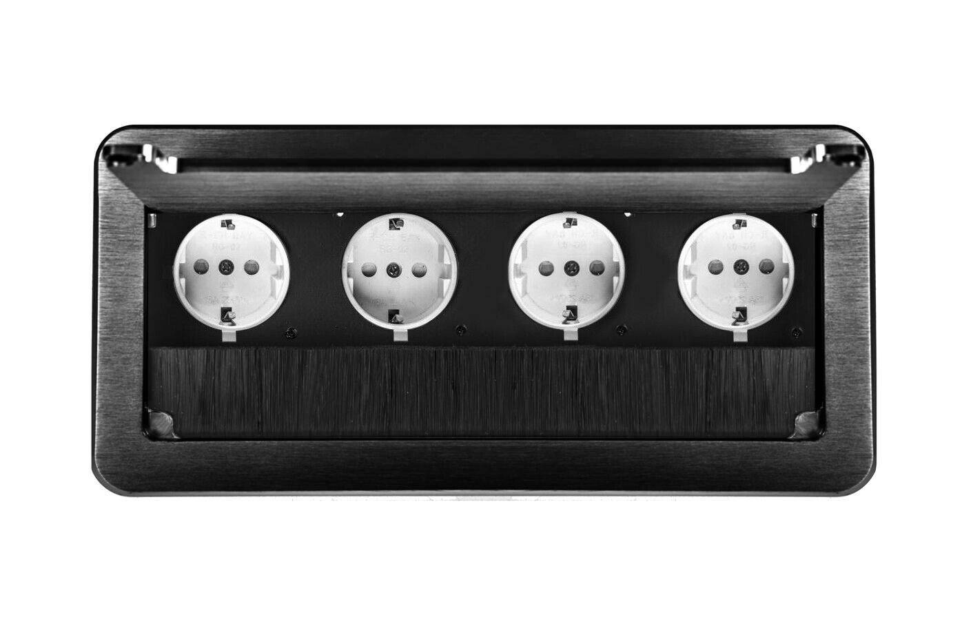 Einbausteckdose Tischsteckdose Bodensteckdose Fußbodensteckdose Wand Steckdose 4er Schwarz