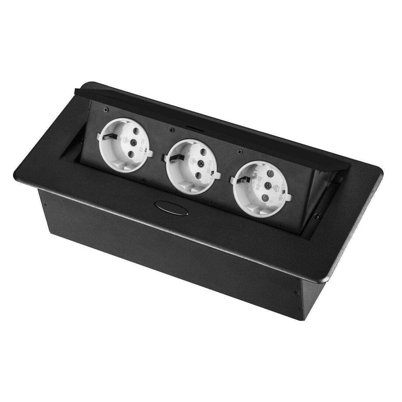 Einbausteckdose Tischsteckdose Fußbodensteckdose Bodensteckdose Wand Steckdose Schwarz