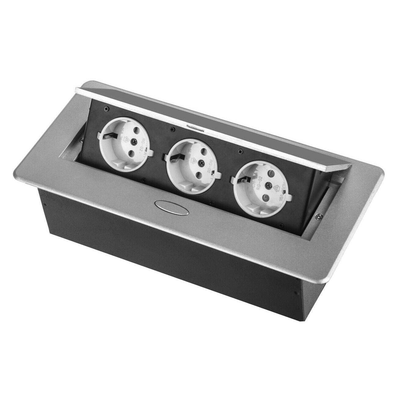 Einbausteckdose Tischsteckdose Fußbodensteckdose Bodensteckdose Wand Steckdose Silber