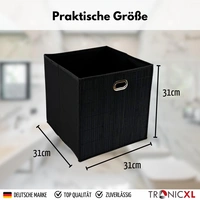 2x Premium Faltbox für Regal Vliess-Stoff + Bambus 31x31x31cm Aufbewahrungswürfel Aufbewahrungsbox Schwarz 2x Premium Faltbox für Regal Vliess-Stoff + Bambus 31x31x31cm Aufbewahrungswürfel Aufbewahrungsbox Schwarz