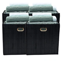 4x Premium Faltbox für Regal Vliess-Stoff + Bambus 31x31x31cm Aufbewahrungswürfel Aufbewahrungsbox Schwarz 4x Premium Faltbox für Regal Vliess-Stoff + Bambus 31x31x31cm Aufbewahrungswürfel Aufbewahrungsbox Schwarz