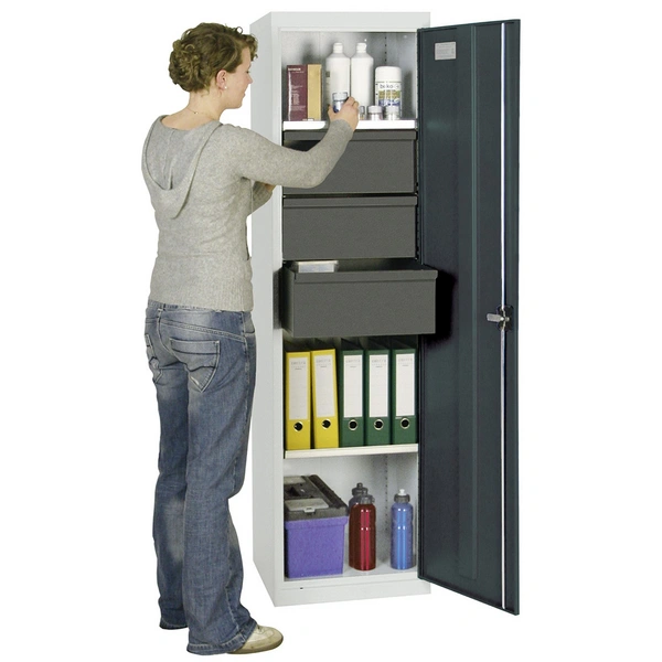 Stumpf Werkzeug- und Materialschrank Serie 3000 lichtgrau / anthrazitgrau + 3 Schubladen 200 mm + 3 Auszugsböden - 3005471 Stumpf Werkzeug- und Materialschrank Serie 3000 lichtgrau / anthrazitgrau + 3 Schubladen 200 mm + 3 Auszugsböden - 3005471