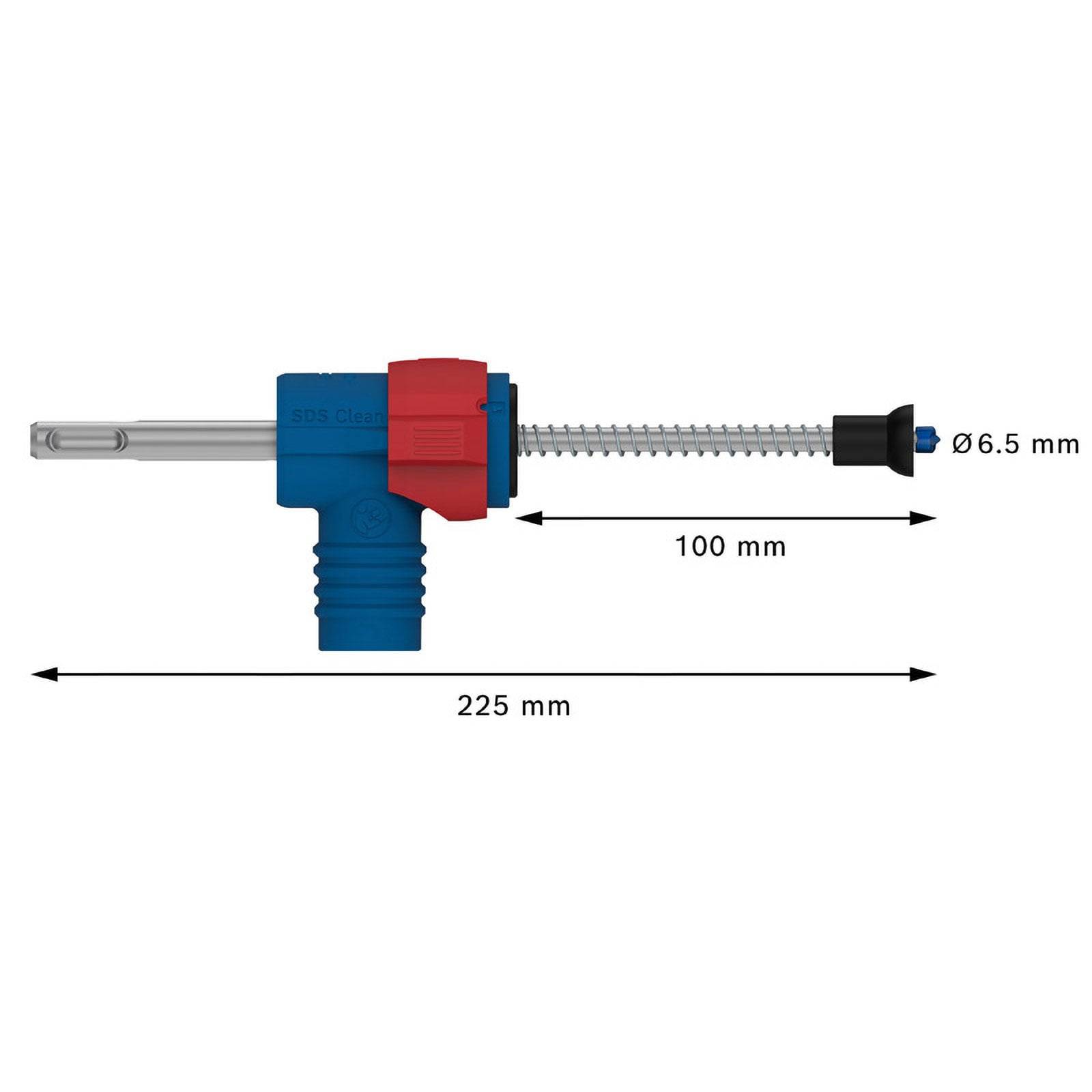 CPVC-Reinigungsarmaturen-Bohrschablone mit Maßen: 225 mm Länge, 100 mm Breite und 6,5 mm Durchmesser-Erweiterung.
