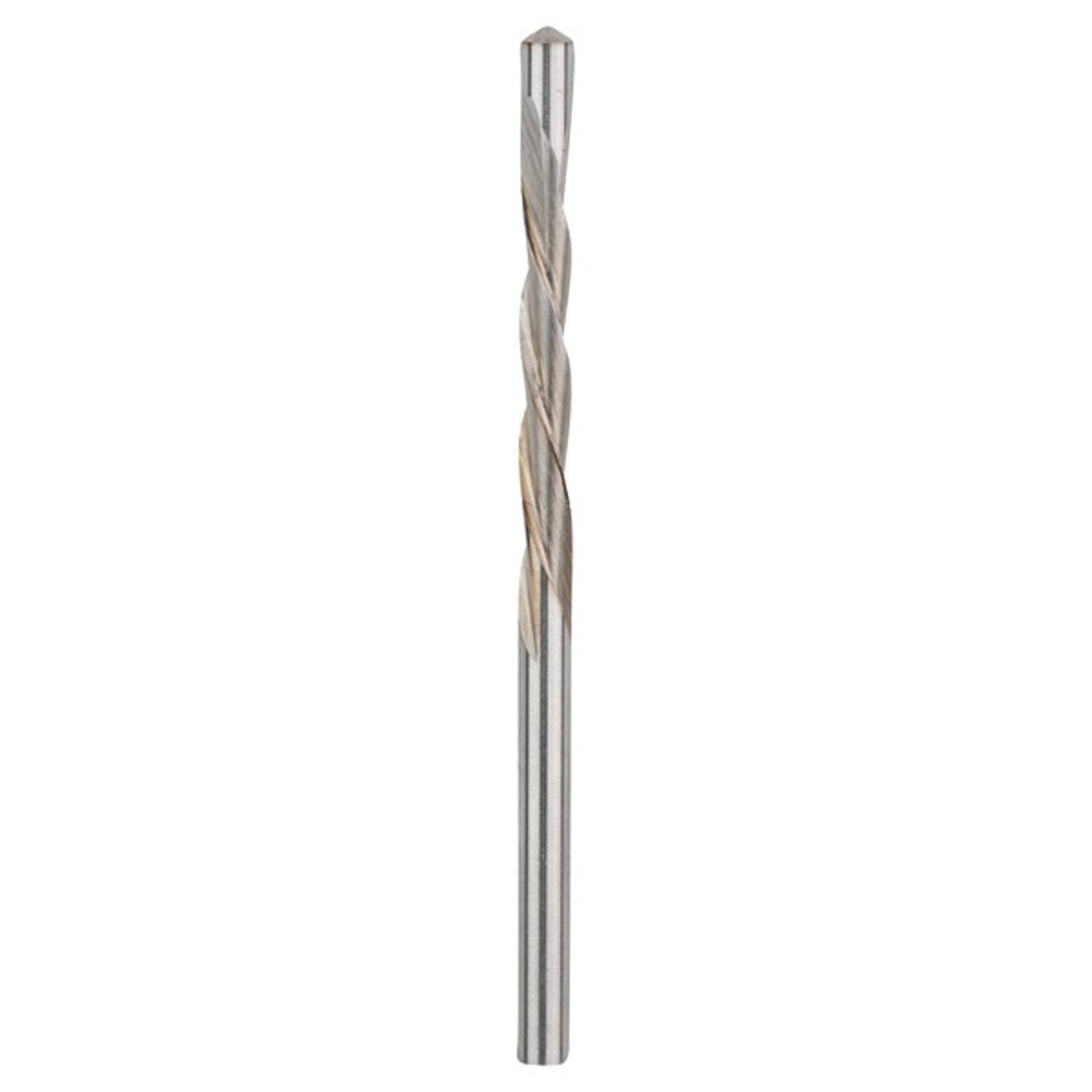 Ein Metallbohrer mit einer Spiralstruktur und einer spitzen Spitze, der zum Bohren von Löchern in verschiedenen Materialien wie Holz und Metall verwendet wird.