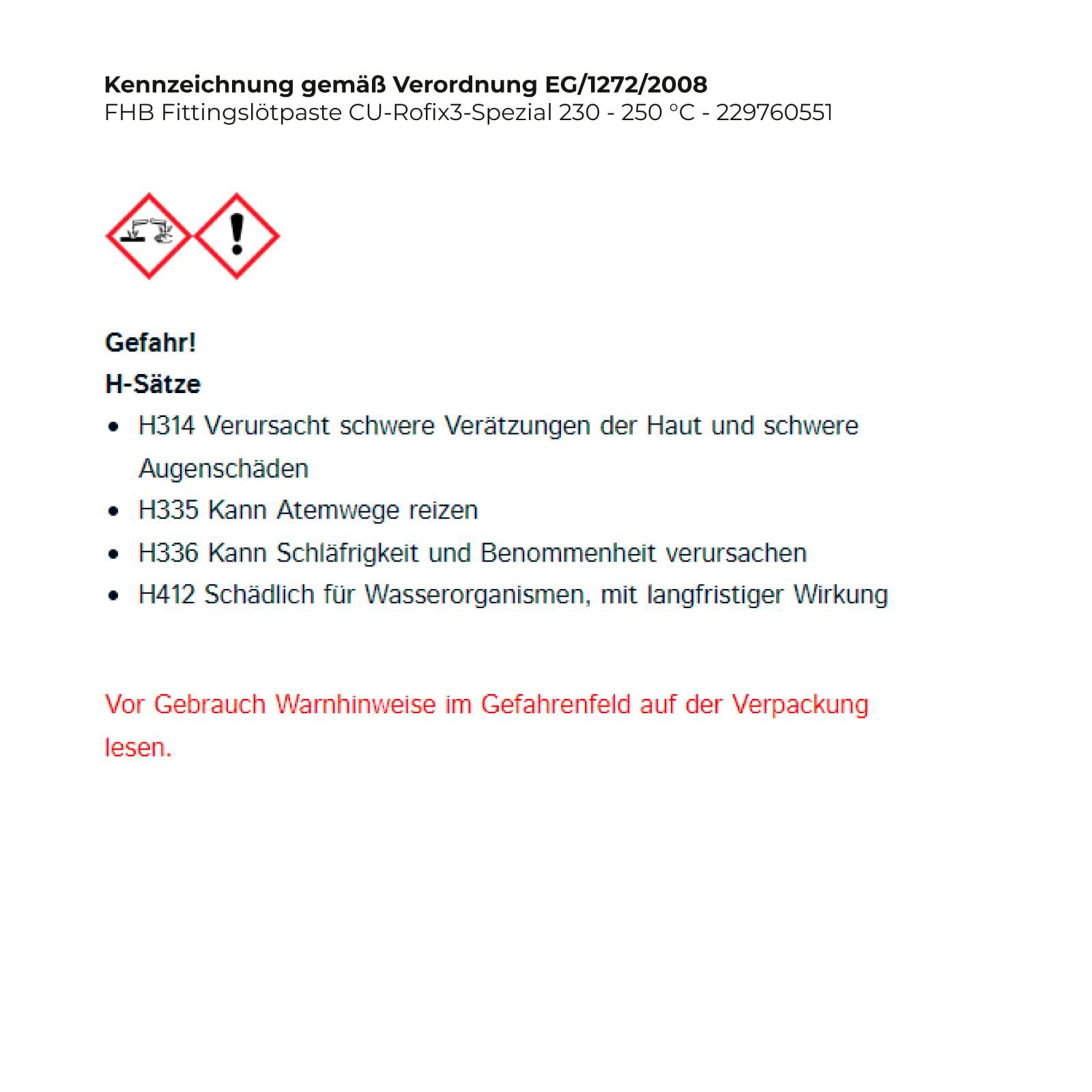 Gefahrenhinweis und -erklärung. Produkt kann Haut- und Atemwegsreizungen verursachen. Vorsichtig handhaben. Warnhinweise auf der Verpackung beachten.