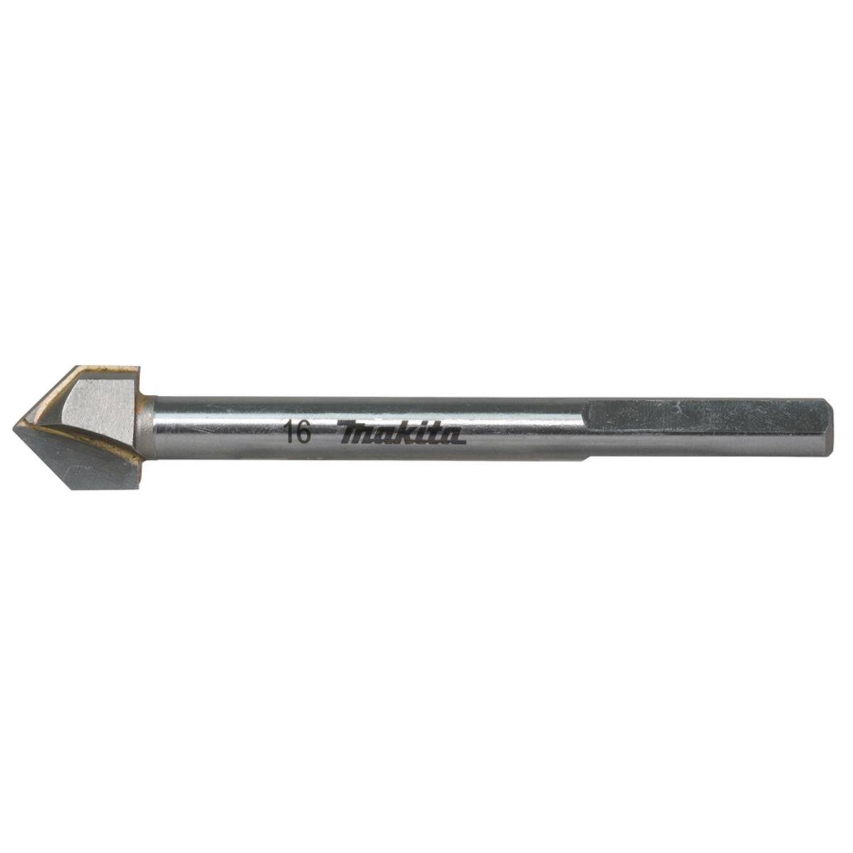 Makita 16 mm Senker-Bohrbit, horizontal auf weißem Hintergrund dargestellt.
