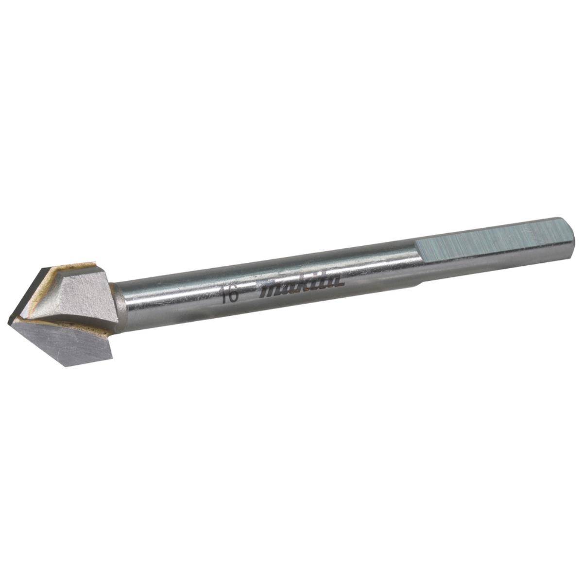 Einzelner Hartmetall-bestückter Senker-Bohrer auf weißem Hintergrund, horizontal angewinkelt.