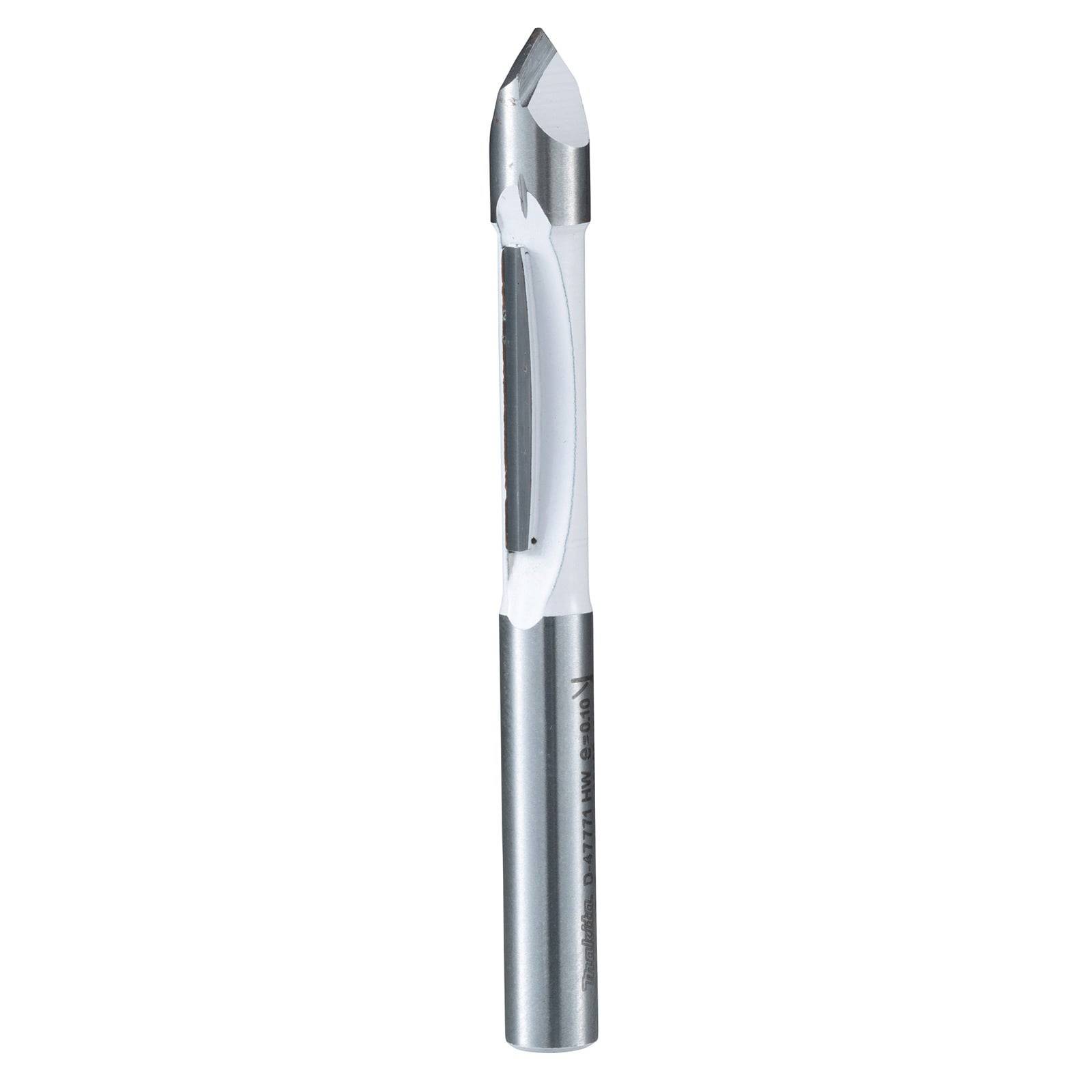 Ein silberner und weißer Stift mit einem schlanken, modernen Design steht aufrecht und präsentiert einen glatten Körper und einen transparenten Clip an der Seite.