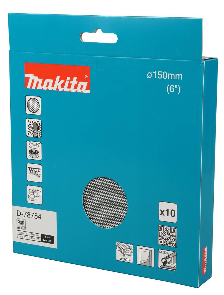 Makita Schleifnetz A320 150mm Klett Ø 150 mm • Körnung A320 • Klett • Gitter • 10 Stück