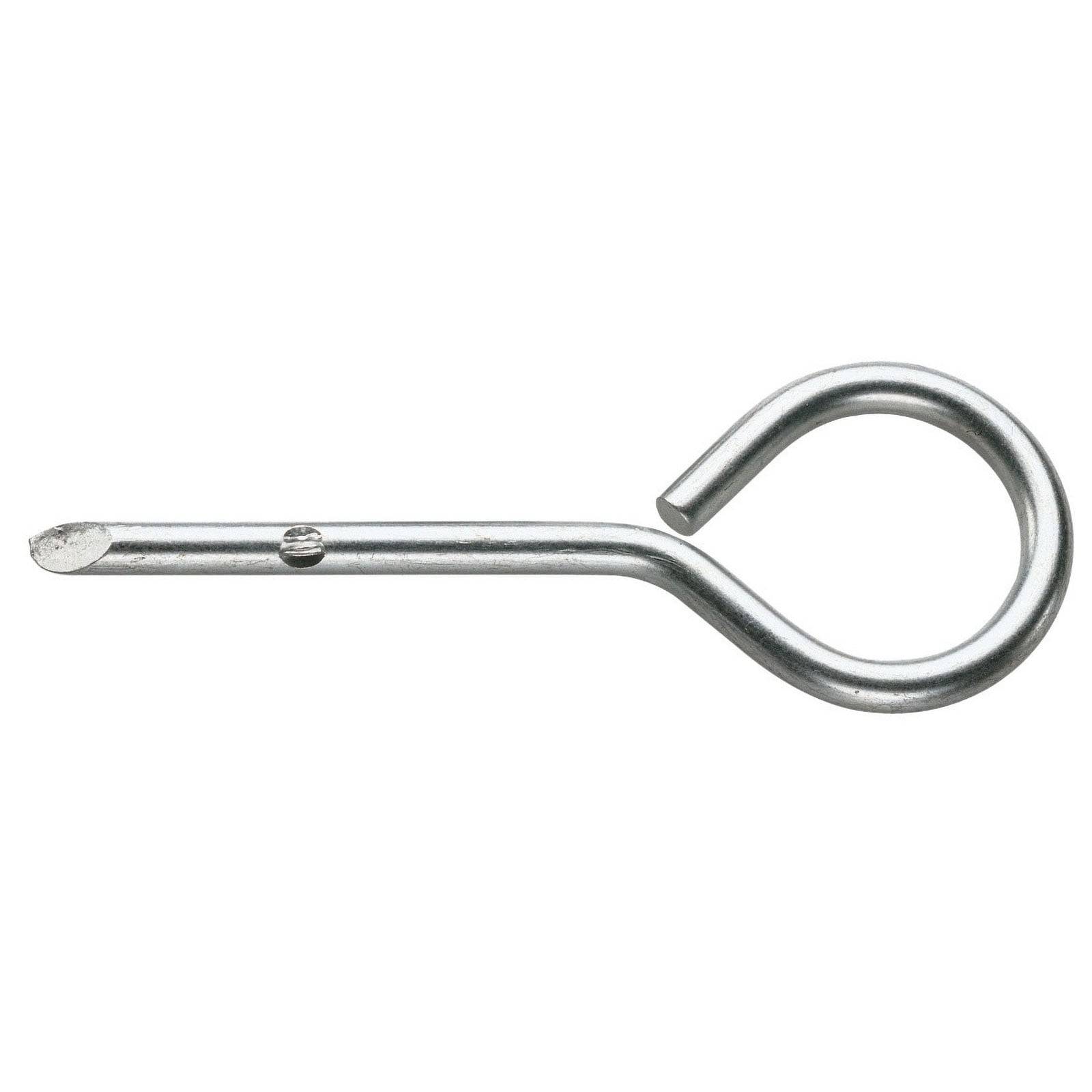 Ein metallischer Sicherungsstift mit einer Ösenendung und einer gerillten Welle, der typischerweise verwendet wird, um Bolzen oder andere Komponenten in Maschinen zu sichern.