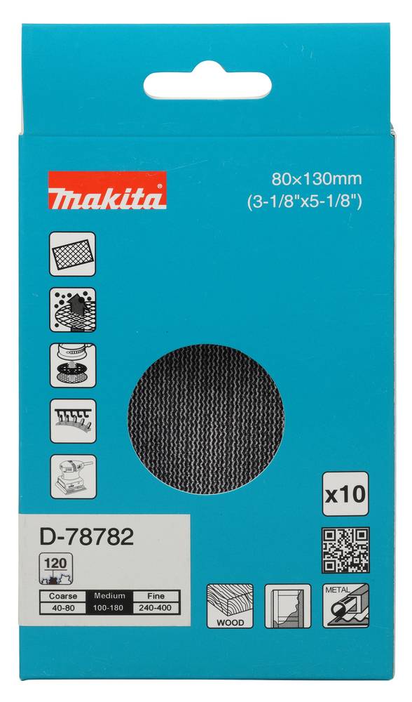 Makita Schleifnetz 80 x 130 mm, A120 80 x 130 mm • Körnung A120 • Gitter • 10 Stk.