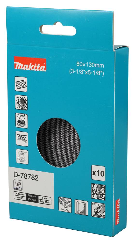 Makita Schleifnetz 80 x 130 mm, A120 80 x 130 mm • Körnung A120 • Gitter • 10 Stk.