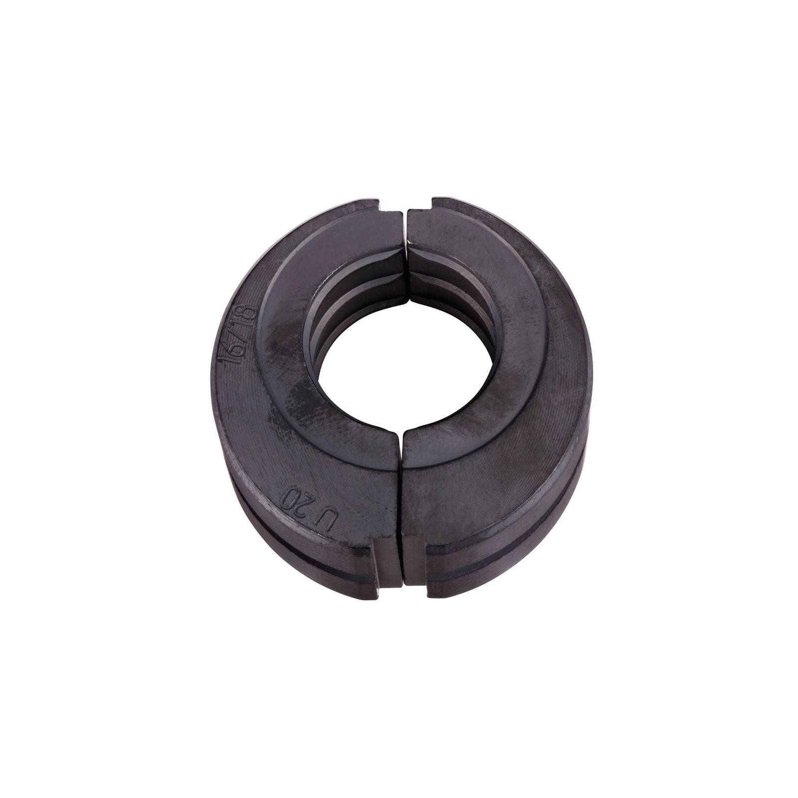 Ein kreisförmiger, schwarzer Teilungskragen mit zwei Hälften, die zusammengesetzt sind, der häufig in mechanischen Anwendungen zum Befestigen von Komponenten auf Wellen verwendet wird.