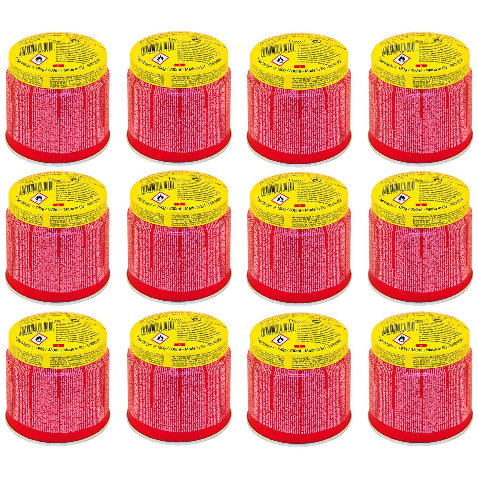 Zwölf rote und gelbe Automotorfilter, in einem Rastermuster gegen einen weißen Hintergrund angeordnet.