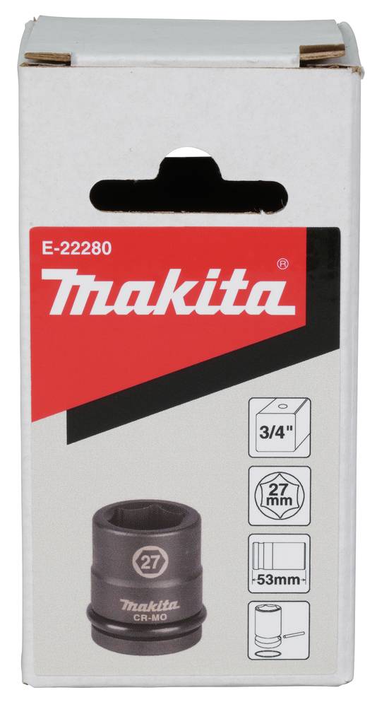 Makita Steckschlüssel-Set mit Bezeichnung E-22280, 3/4 Zoll, 27 mm, tiefe Steckdose 53 mm.