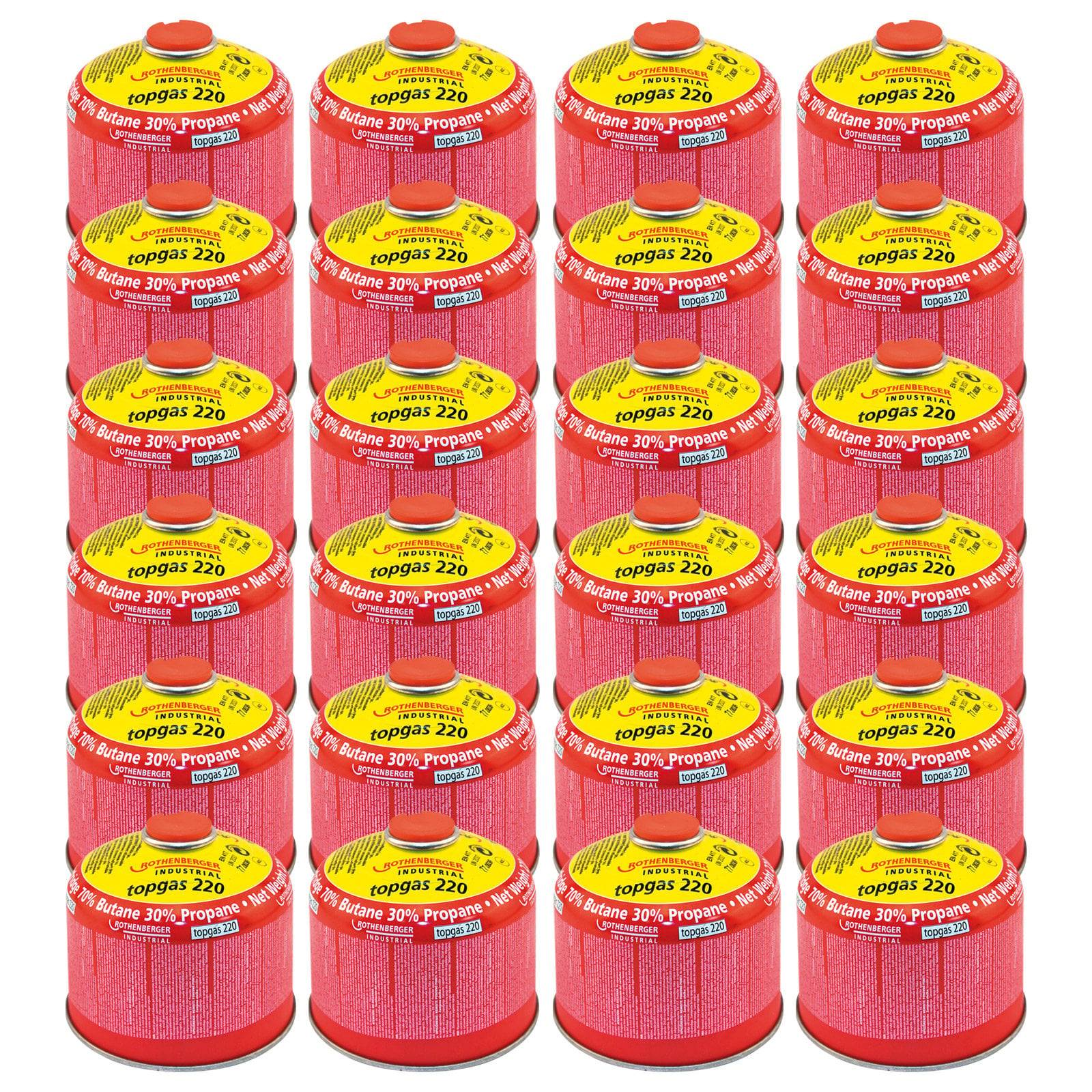 Viele rote und gelbe Behälter mit der Aufschrift 