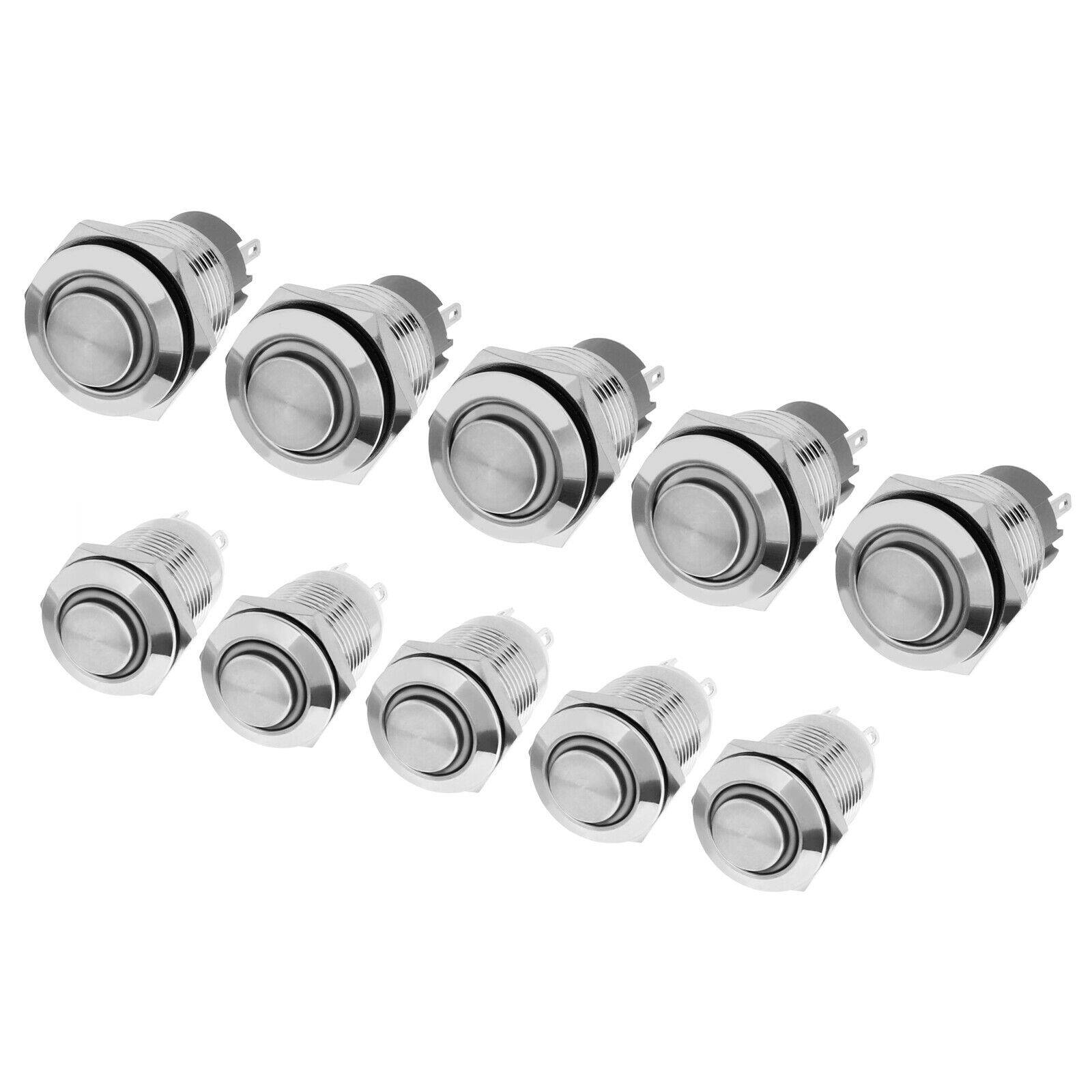 Taster Schalter 12V LED Beleuchtung Klingel Drucktaster Druckschalter Edelstahl 16mm Schalter Rot