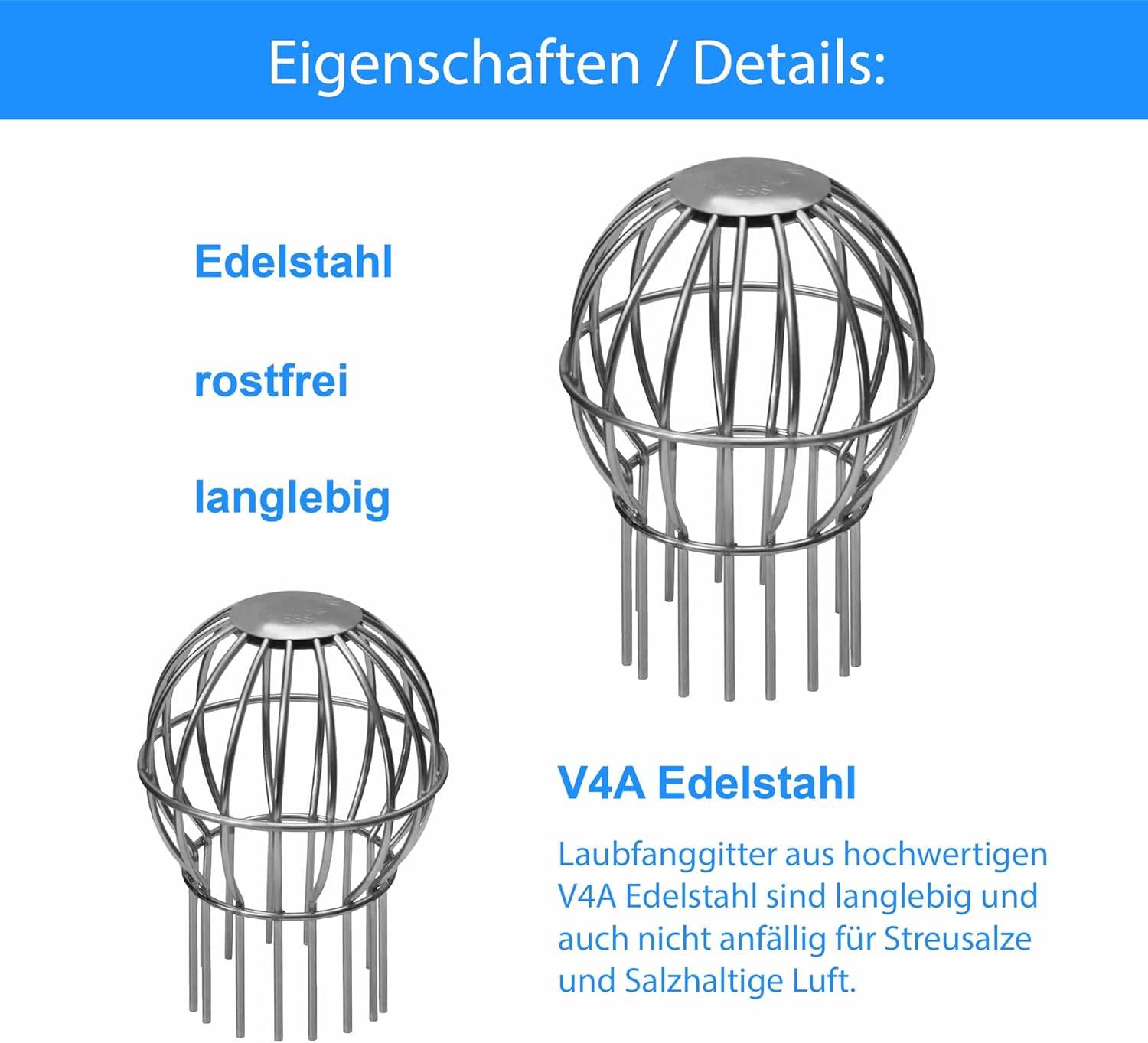 Edelstahl V4A Laubfanggitter Dachrinnensieb Dachrinnenschutz Laubfang Dachrinne 100mm