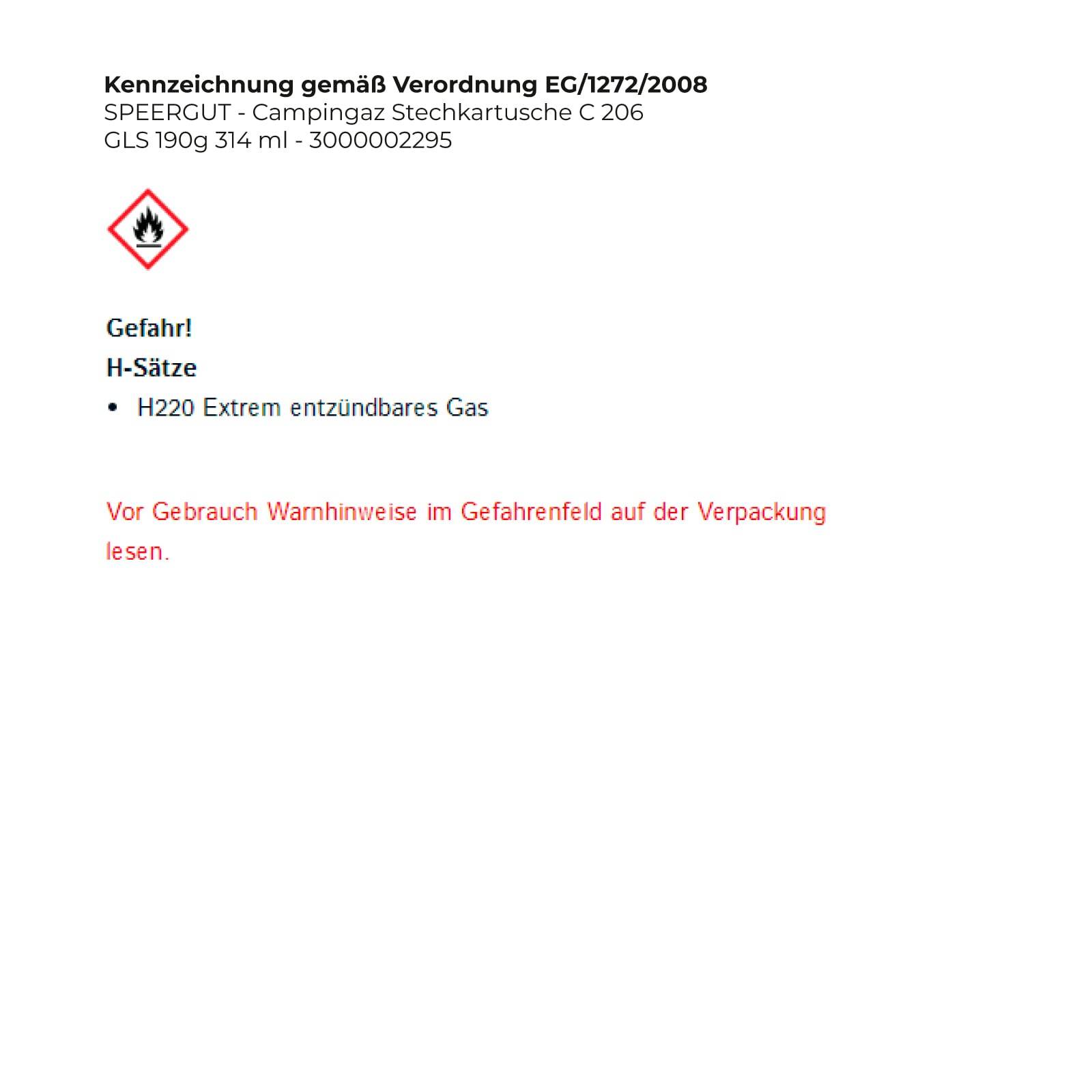 Campingaz Stechkartusche C 206 GLS 190 g 314 ml - 3000002295