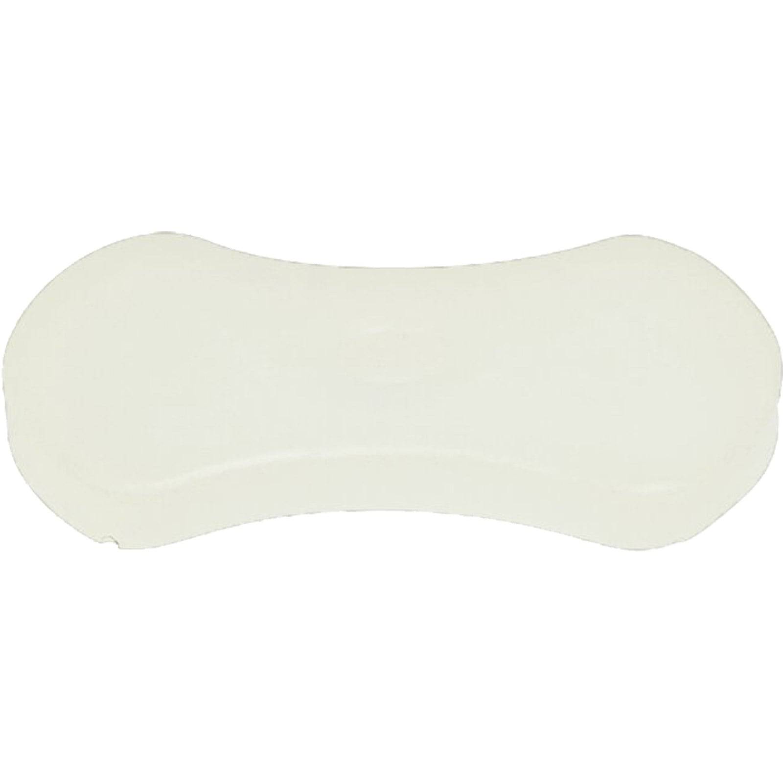 Ein weißer, knochenförmiger Radiergummi auf einfachem Hintergrund.