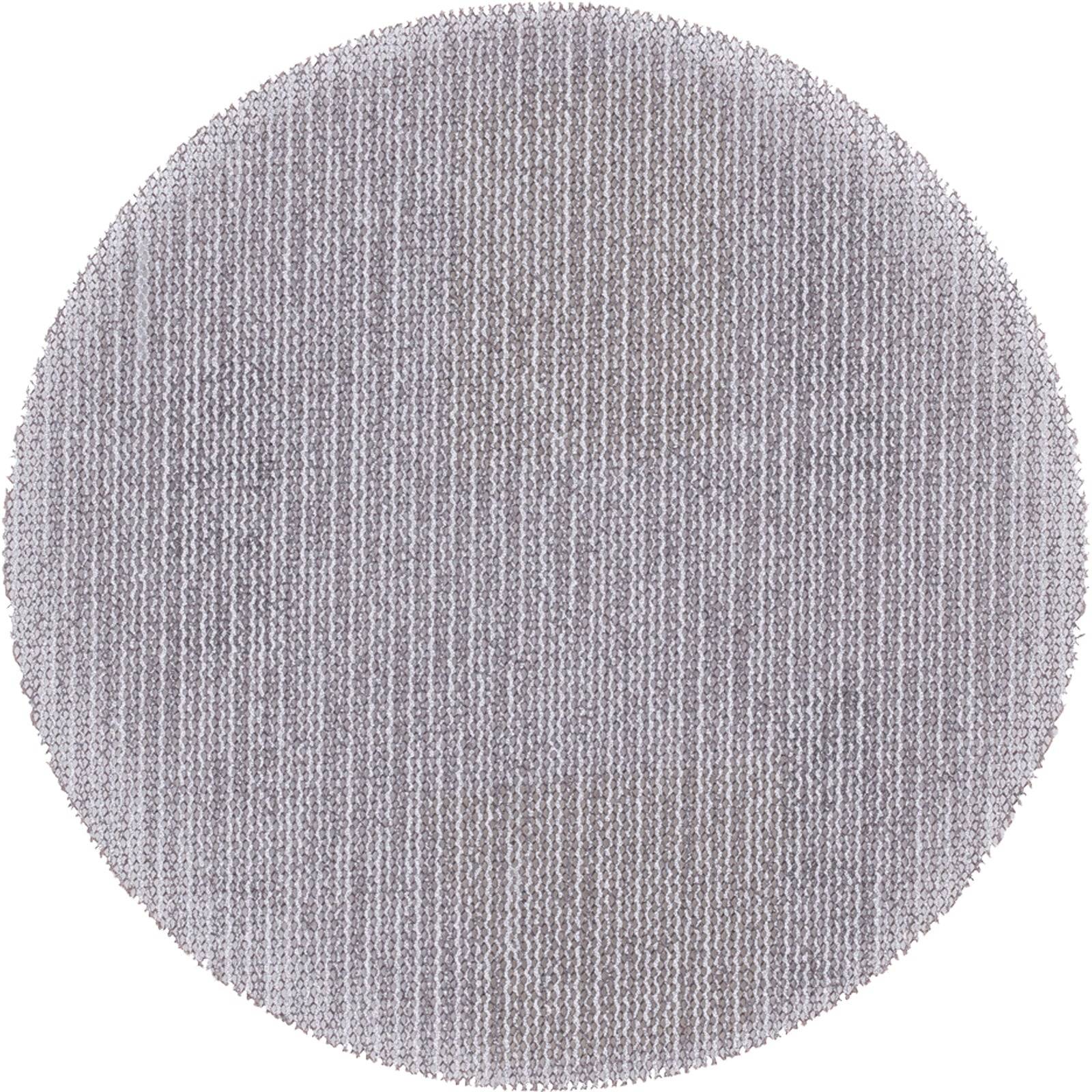 Ein rundes, graues, strukturiertes Teppich mit einem dezenten Streifenmuster, geeignet für moderne Inneneinrichtung.