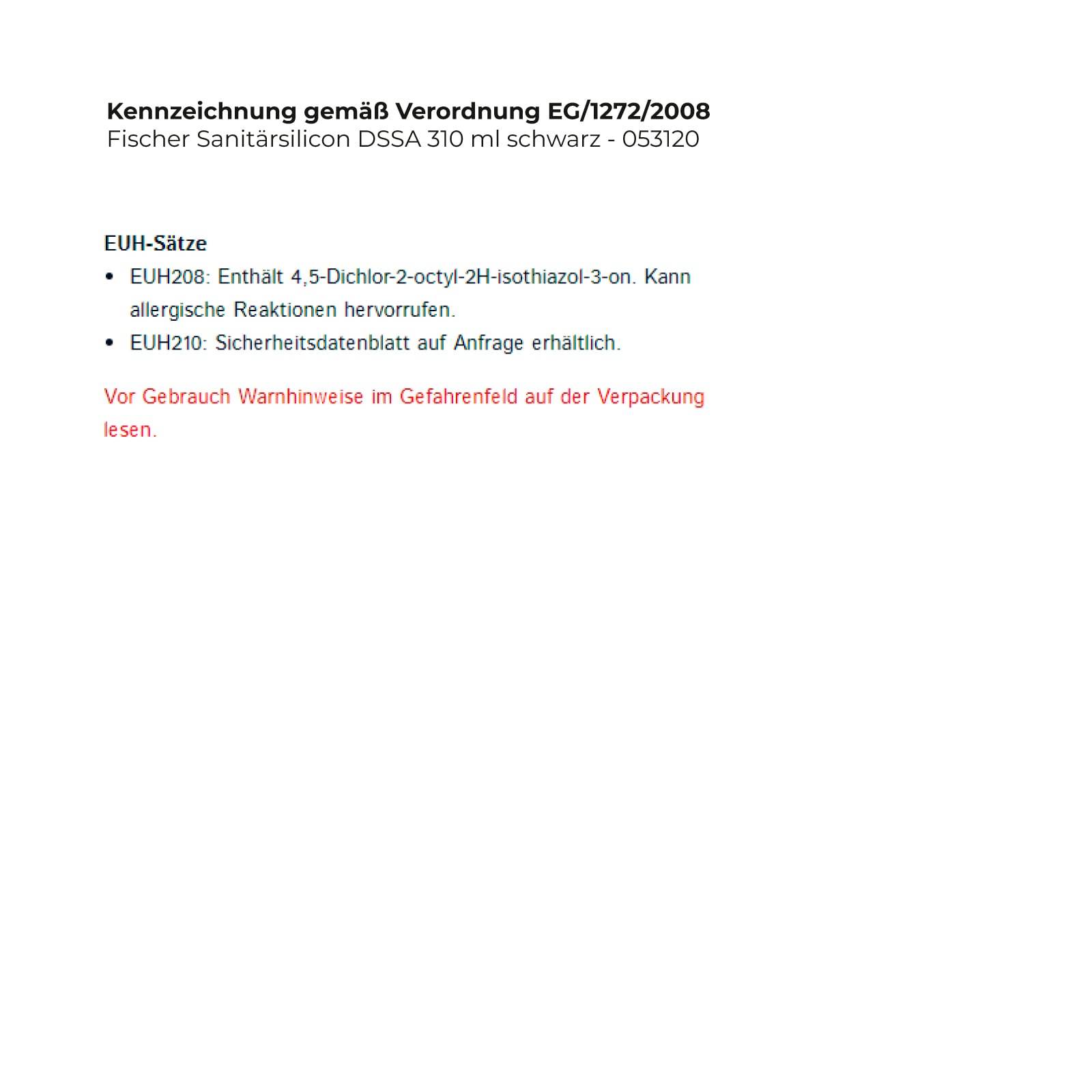 Fischer Sanitärsilicon DSSA 310 ml schwarz - 053120