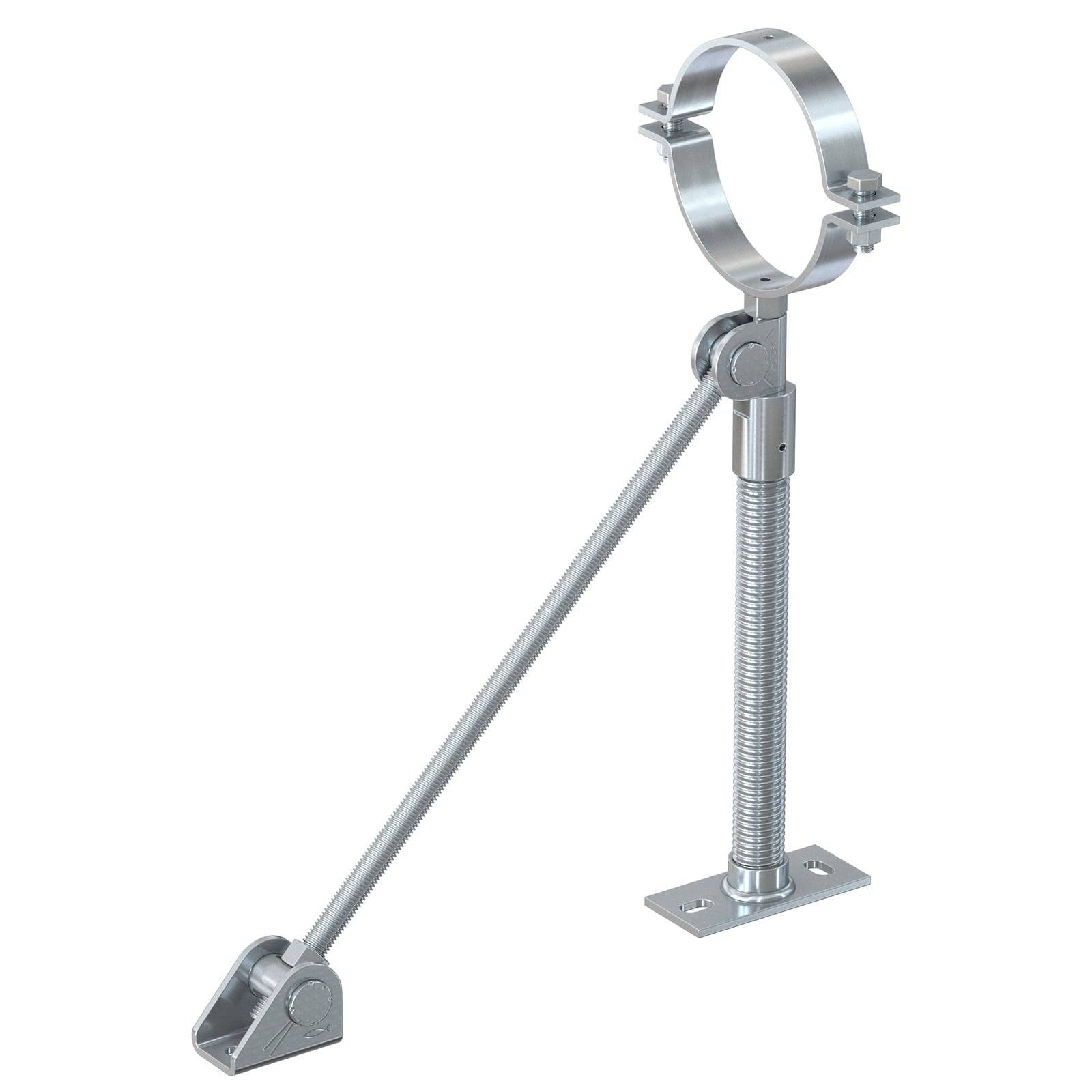 Eine silberne Metallhalterung mit einem verstellbaren Federmechanismus, entwickelt zum sicheren Festhalten von zylindrischen Gegenständen.