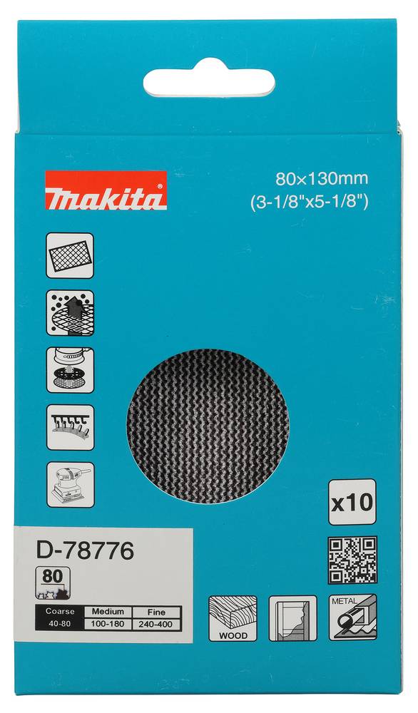 Makita Schleifnetz 80 x 130 mm, A80 80 x 130 mm • Körnung A80 • Gitter • 10 Stk.