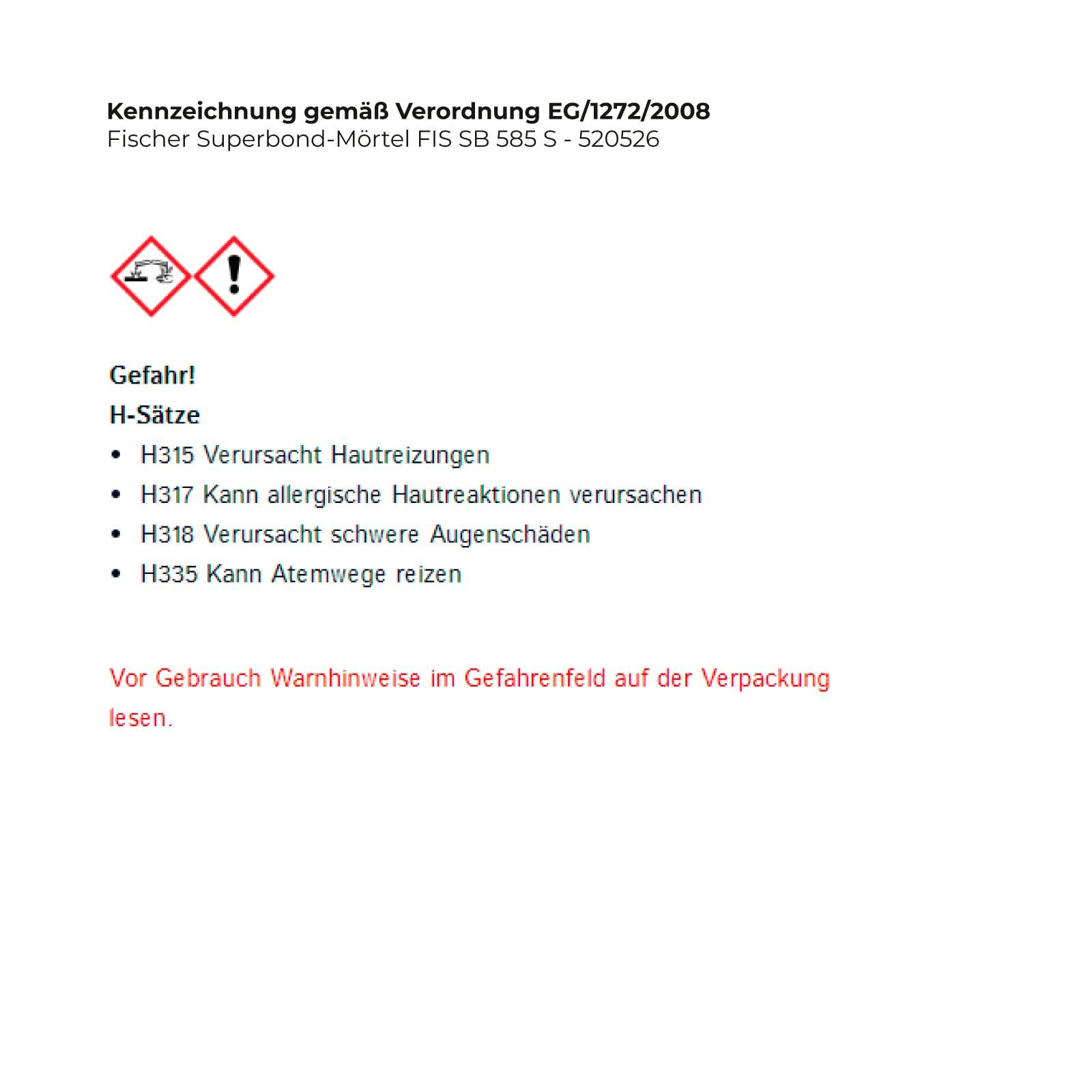Fischer Superbond-Mörtel FIS SB 585 S - 520526