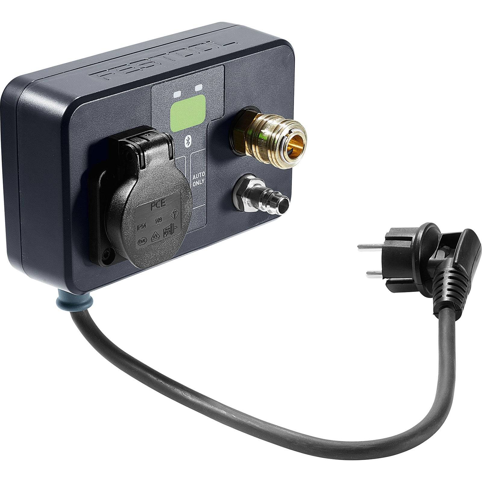 Festo-Wand'-Steuerungseinheit mit mehreren Anschlüssen und einem Netzteil, entwickelt für industrielle Automatisierung.