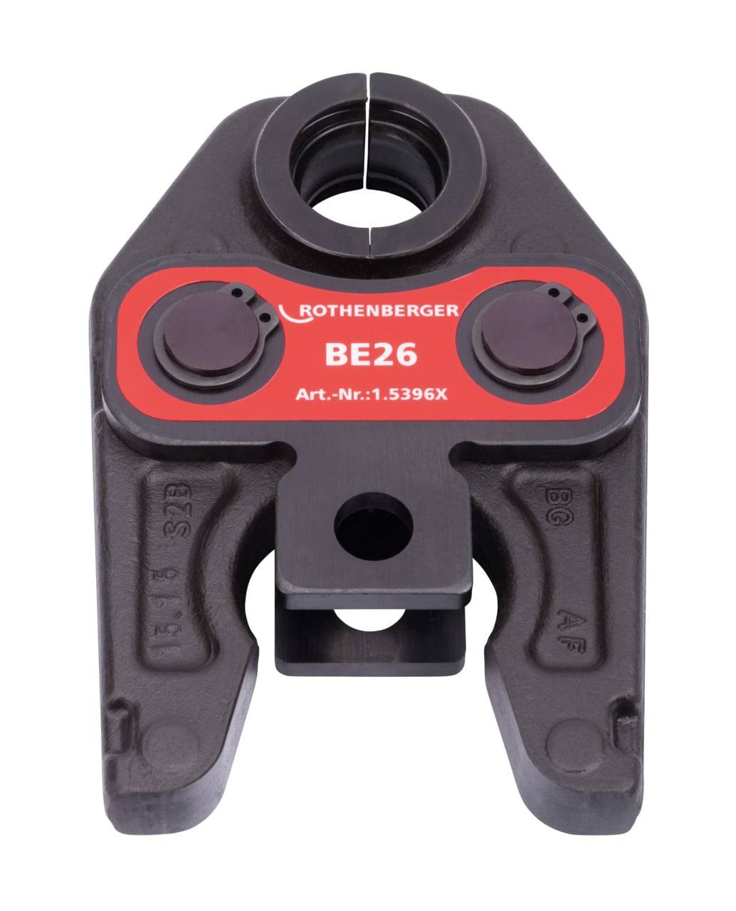 Rothenberger BE26' Werkzeugkopf mit der Teilenummer 'Art.-Nr.: 1.5396X'. Schwarzes Design mit roten Akzenten, vorgesehen für mechanische Anwendungen.