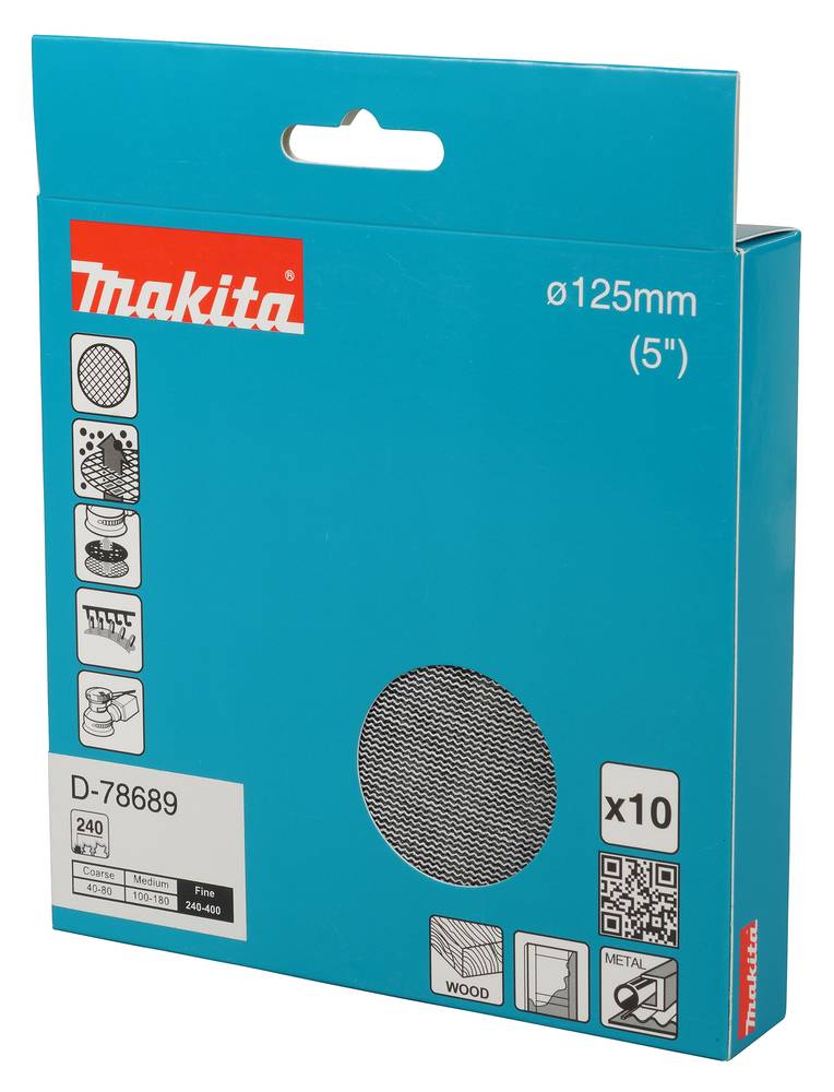 Makita Schleifnetz A240 125mm Klett Ø 125 mm • Körnung A240 • Klett • Gitter • 10 Stück
