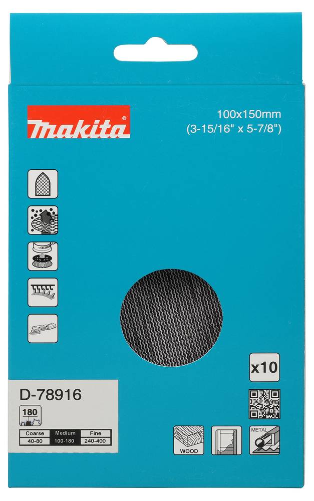 Makita Schleifnetz 100 x 150 mm, A180 100 x 150 mm • A180 • 10 Stk.