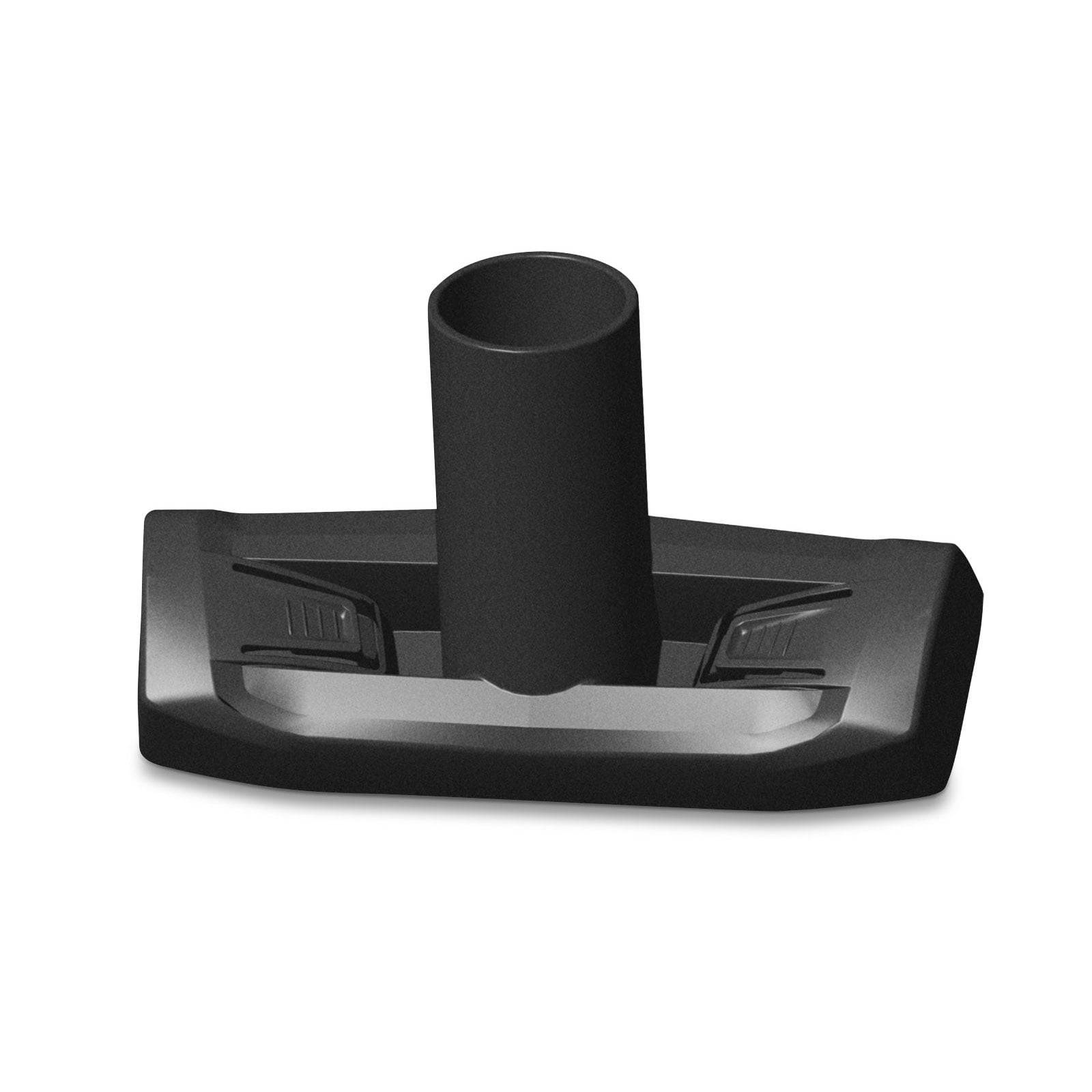 Eine schwarze Staubsauger-Düsenanlage, die für die Reinigung verschiedener Oberflächen konzipiert ist, mit Borsten an den Seiten für eine effektive Staubentfernung.