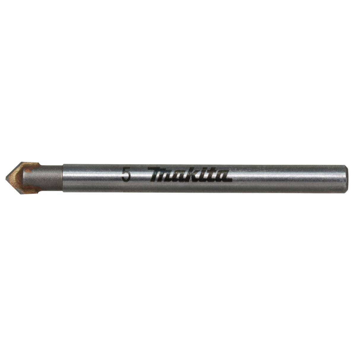 Ein Makita 5 Bohrer mit spitzer Spitze, horizontal auf weißem Hintergrund dargestellt.