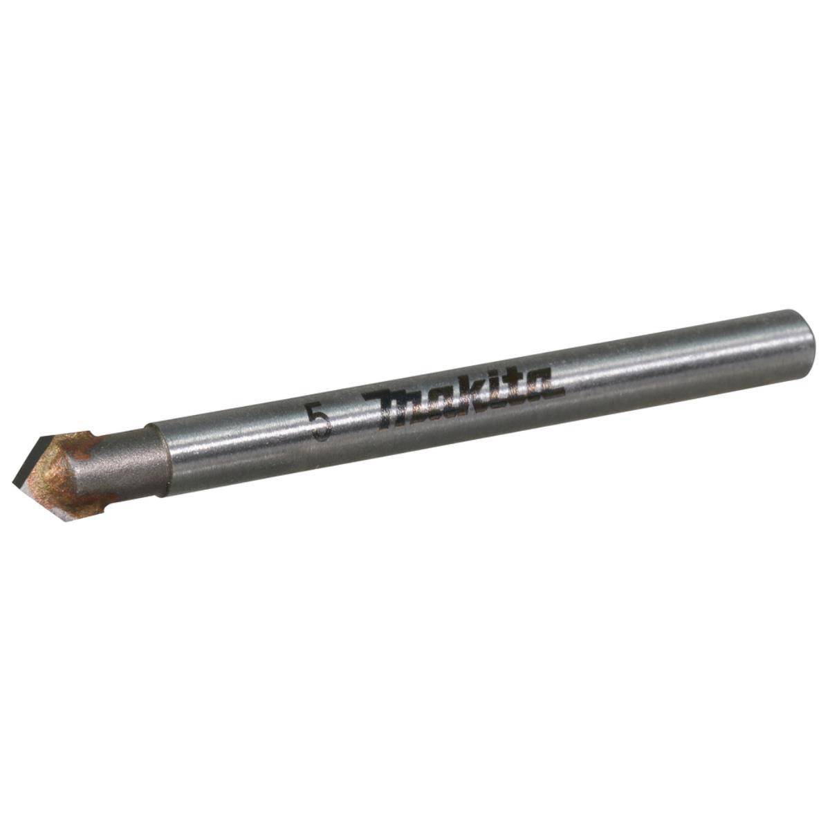 Silber-Bohrer von Makita mit spitzer Hartmetallspitze, auf weißem Hintergrund dargestellt.