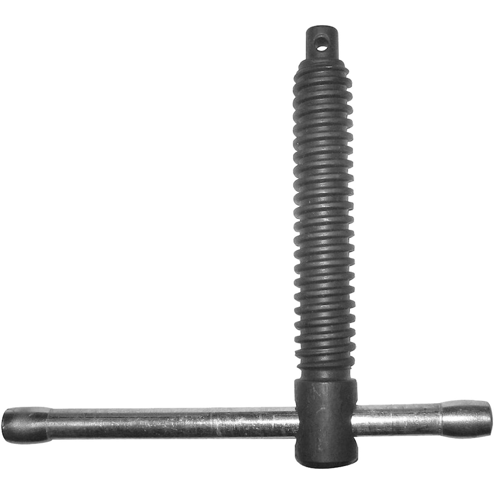 Ein T-Griff-Gewindebohrereinsatz mit einem gerippten, zylindrischen Körper und zwei parallelen Griffen, der zum manuellen Drehen von Gewindebohrern oder anderen kleinen Werkzeugen verwendet wird.