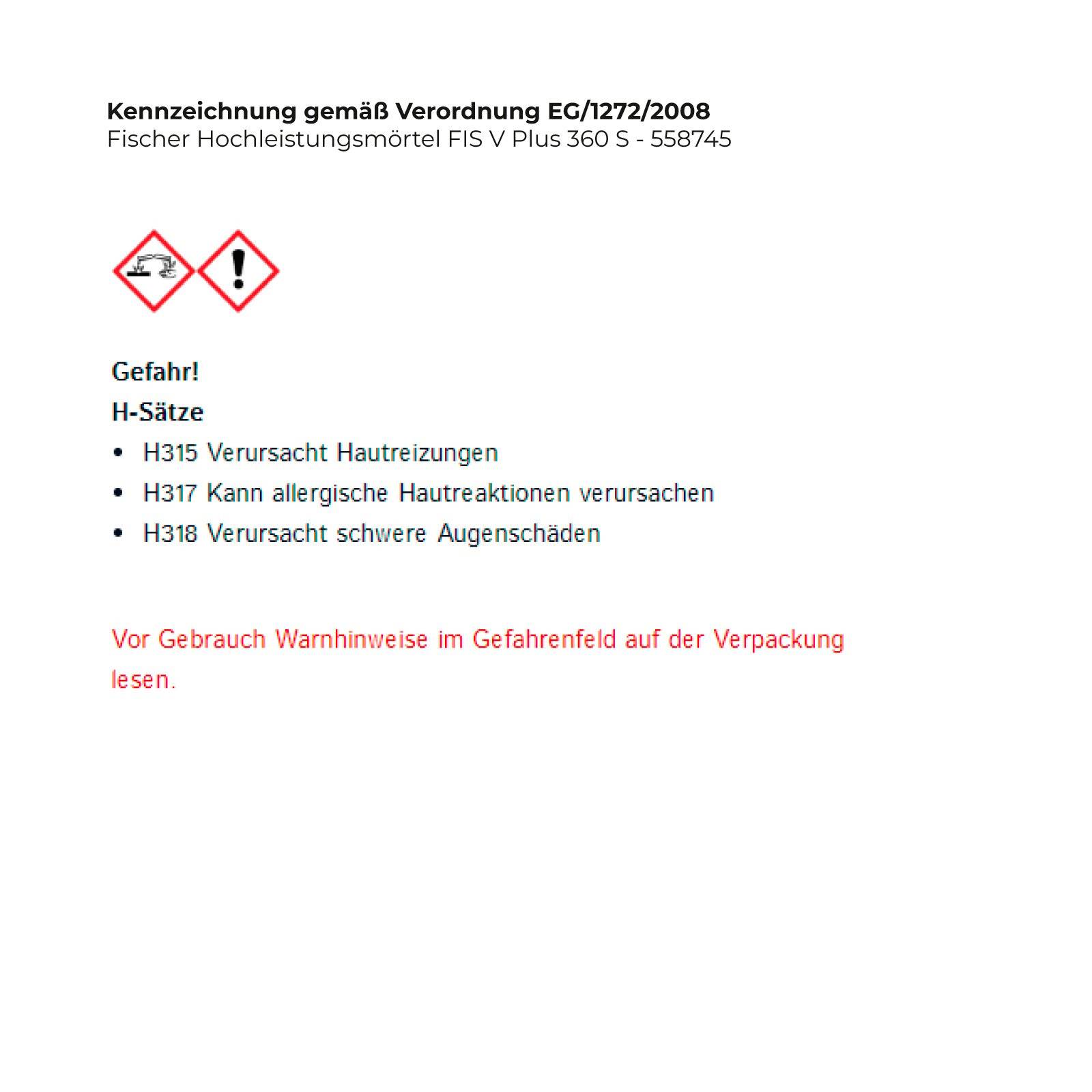 Fischer Hochleistungsmörtel FIS V Plus 360 S - 558745