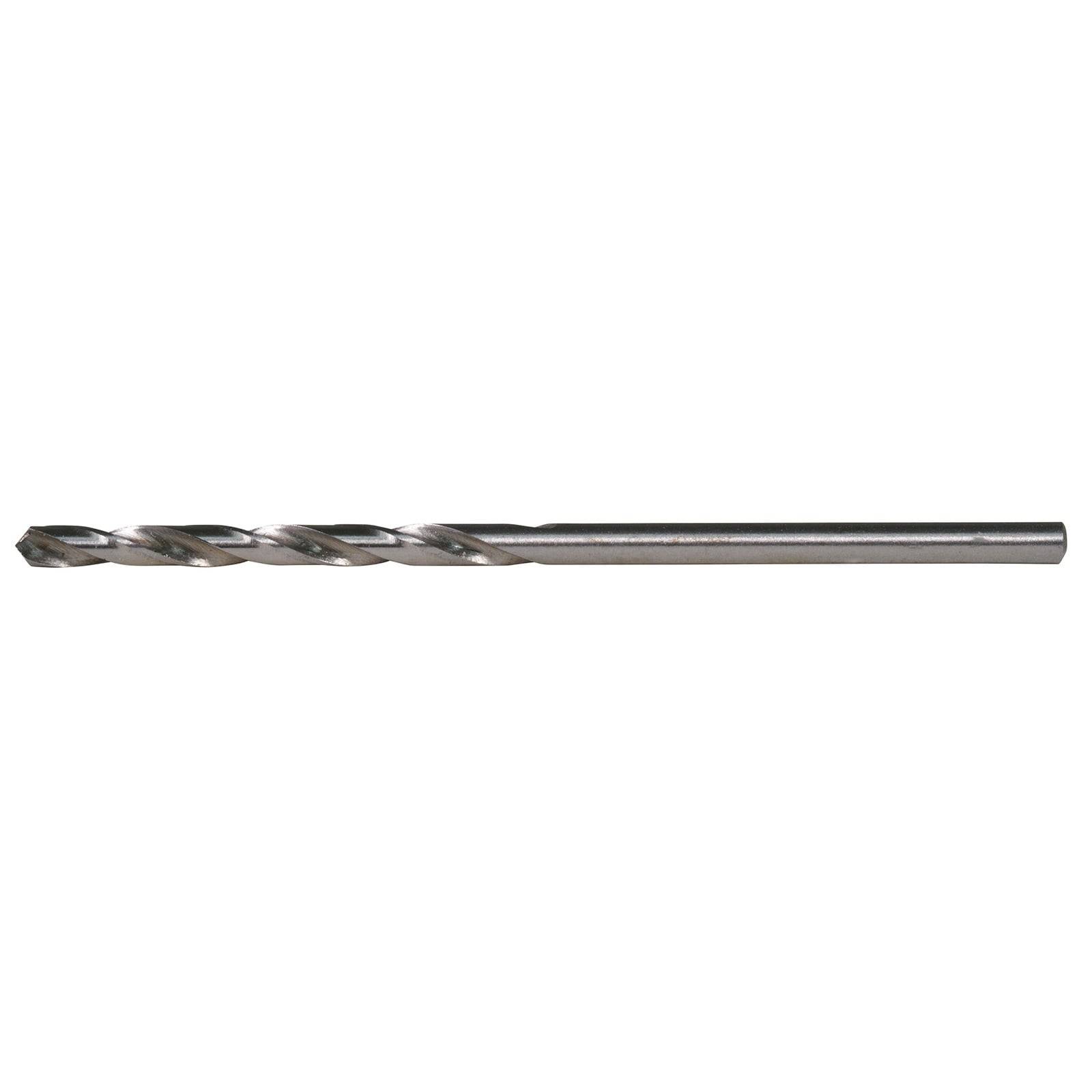 Ein langer, silberner Metallbohrer mit einer Spiralnut, der zum Bohren von Löchern in verschiedenen Materialien verwendet wird.