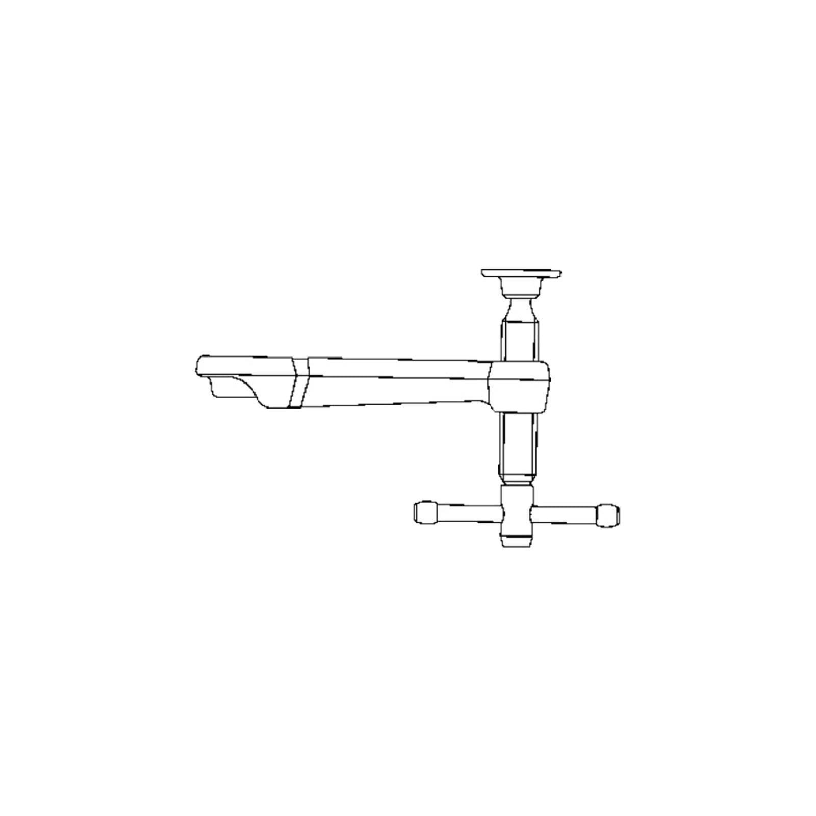 Diagramm eines 90-Grad-Rohrbogen-Rohrstücks mit Flanschen, seitliche Ansicht und Anschlusspunkte.
