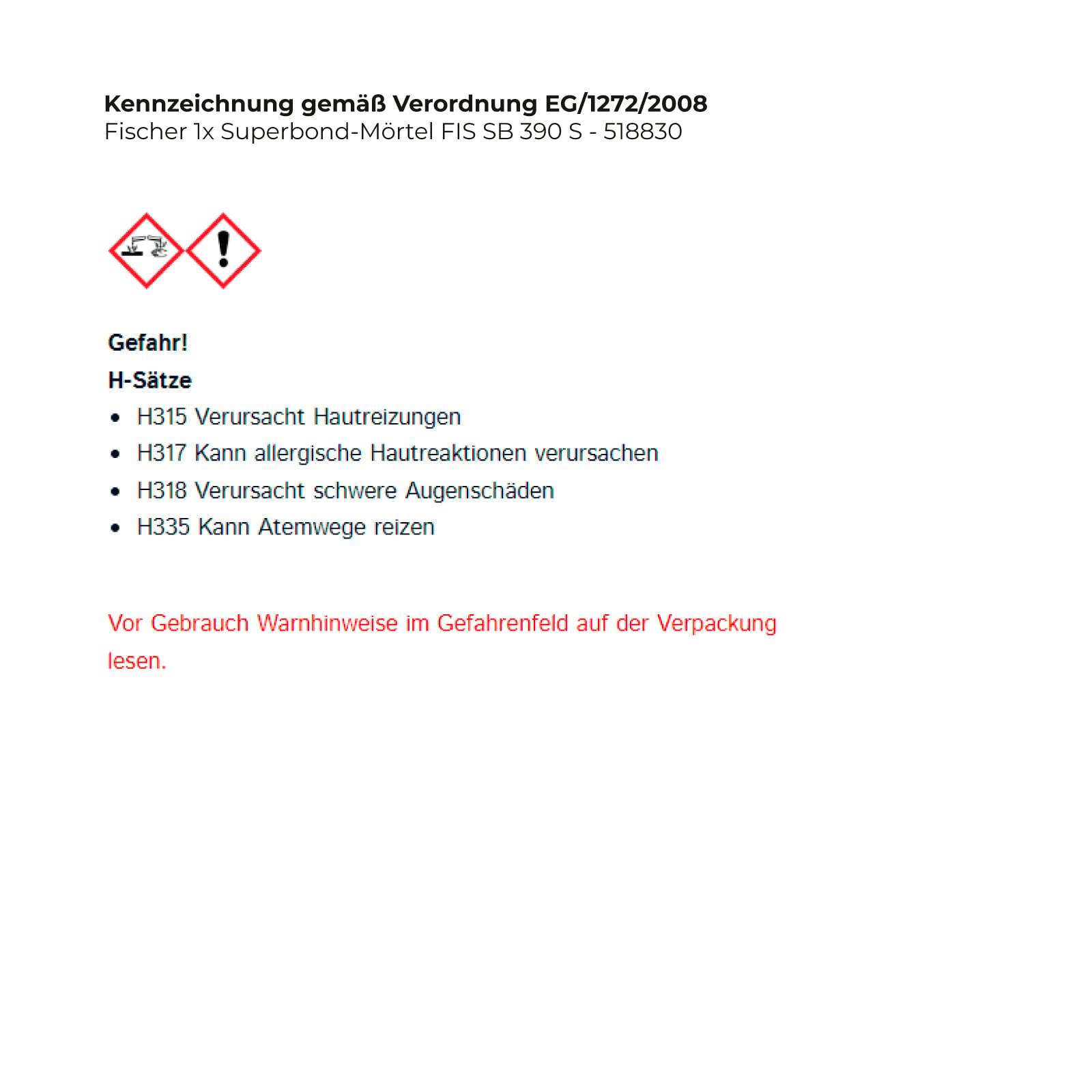 Fischer 1x Superbond-Mörtel FIS SB 390 S - 518830