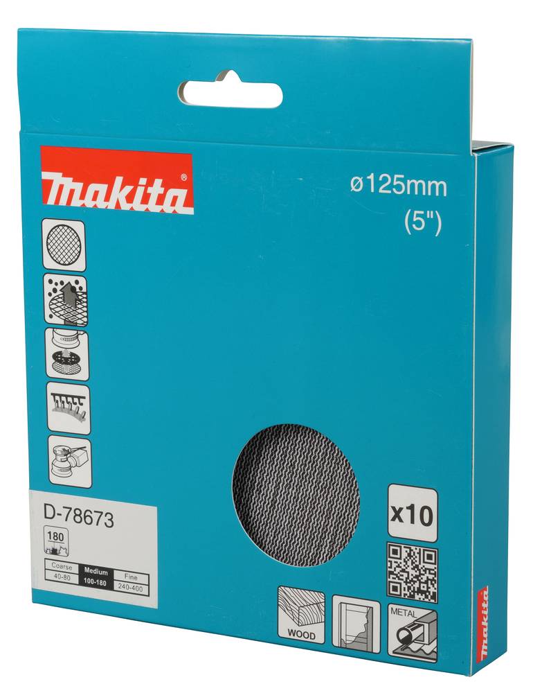 Makita Schleifnetz A180 125mm Klett Ø 125 mm • Körnung A180 • Klett • Gitter • 10 Stück