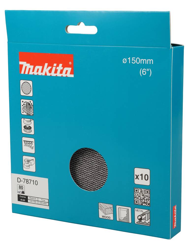 Makita Schleifnetz A80 150mm Klett Ø 150 mm • Körnung A80 • Klett • Gitter • 10 Stück