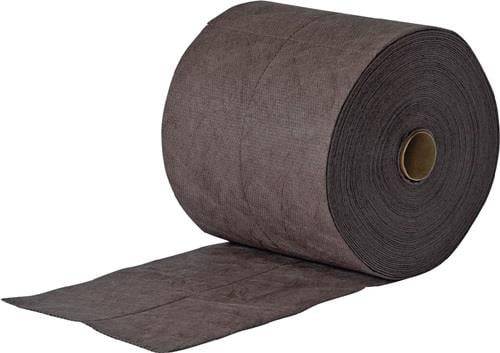 Eine große Rolle schwarzes Toilettenpapier, teilweise abgerollt, auf einer weißen Oberfläche platziert.