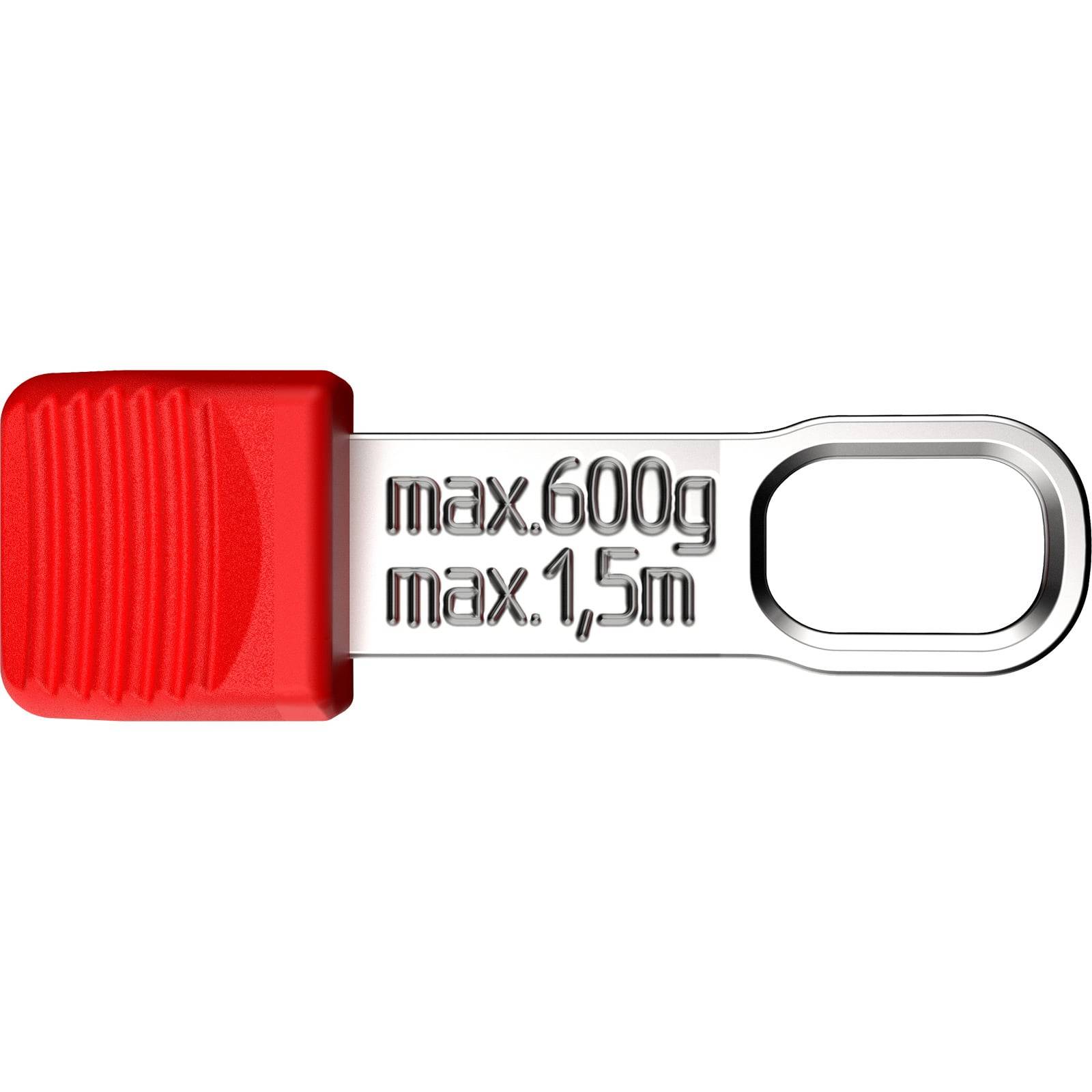 Ein roter und silberner Vorhängeschloss-Bügel mit der Markierung 