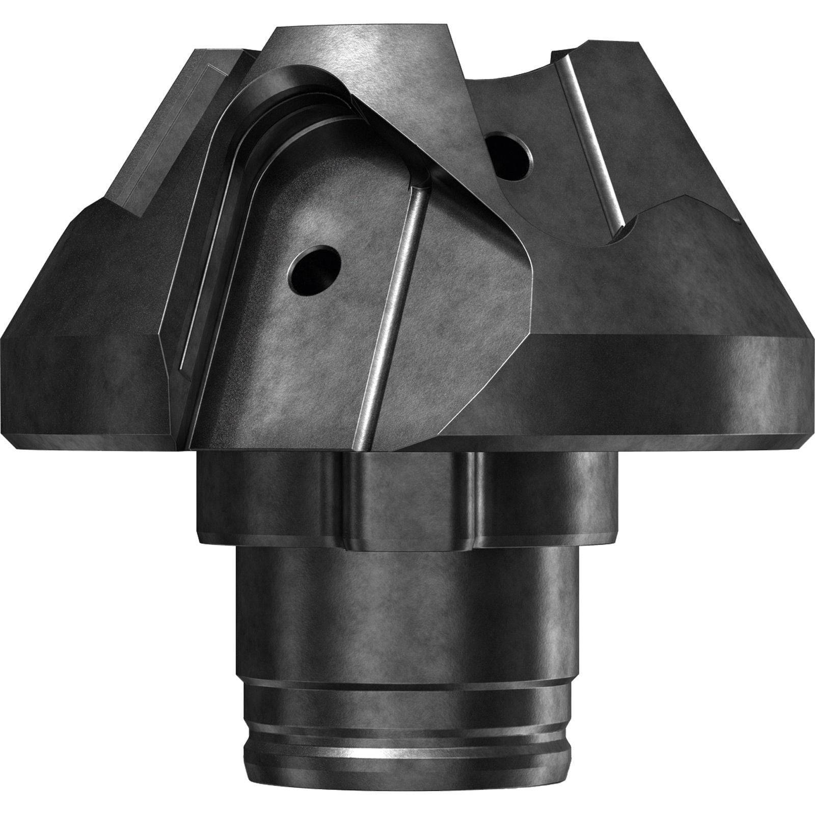 Ein Metallbohrer mit einem komplexen geometrischen Design, ausgestattet mit scharfen Kanten und einer zylindrischen Basis, verwendet für industrielle Maschinen.