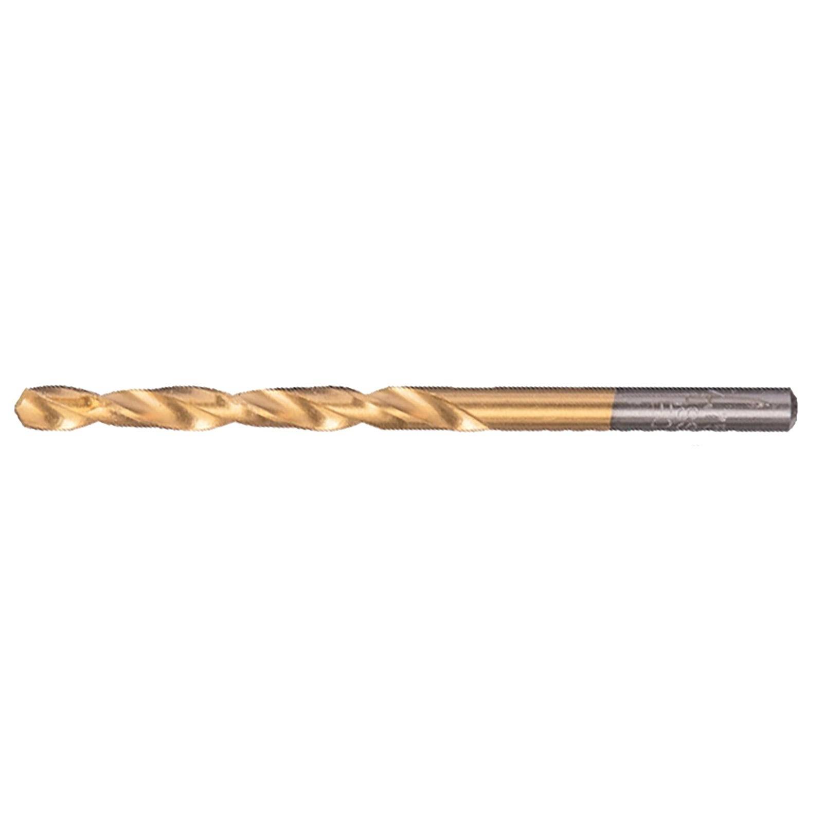 Ein Metallbohrbit mit spiralförmigem Schaft und spitzer Spitze, verwendet zum Bohren von Löchern in verschiedenen Materialien.