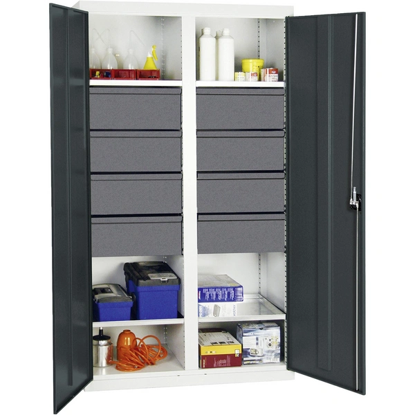 Stumpf Werkzeug- und Materialschrank Serie 3000 lichtgrau / anthrazitgrau + 8 Schublade 200 mm + Mitteltrennwand + 4 Auszugsböden - 3004671 Stumpf Werkzeug- und Materialschrank Serie 3000 lichtgrau / anthrazitgrau + 8 Schublade 200 mm + Mitteltrennwand + 4 Auszugsböden - 3004671