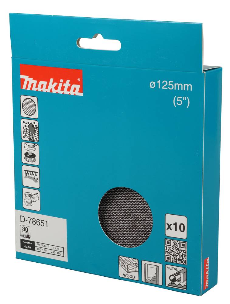 Makita Schleifnetz A80 125mm Klett Ø 125 mm • Körnung A80 • Klett • Gitter • 10 Stück